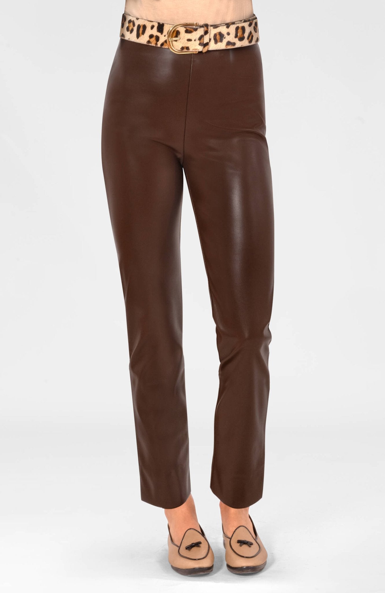 Leatherette Gripeless Pants Espresso