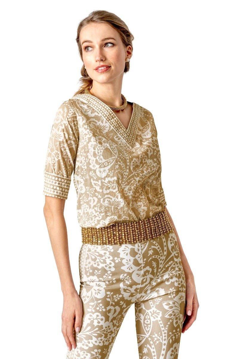 Let It Flow Top - Flora - Final Sale Khaki