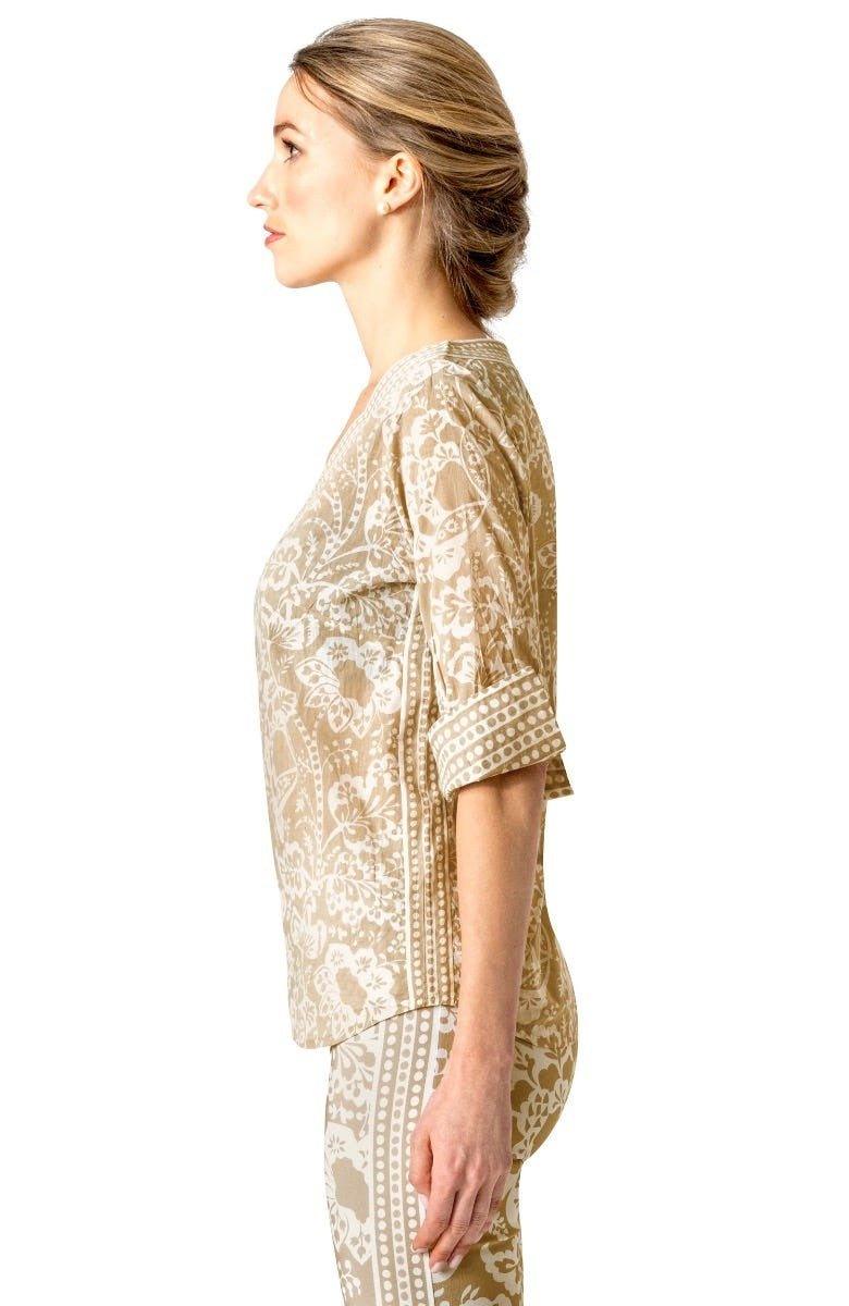 Let It Flow Top - Flora - Final Sale Khaki