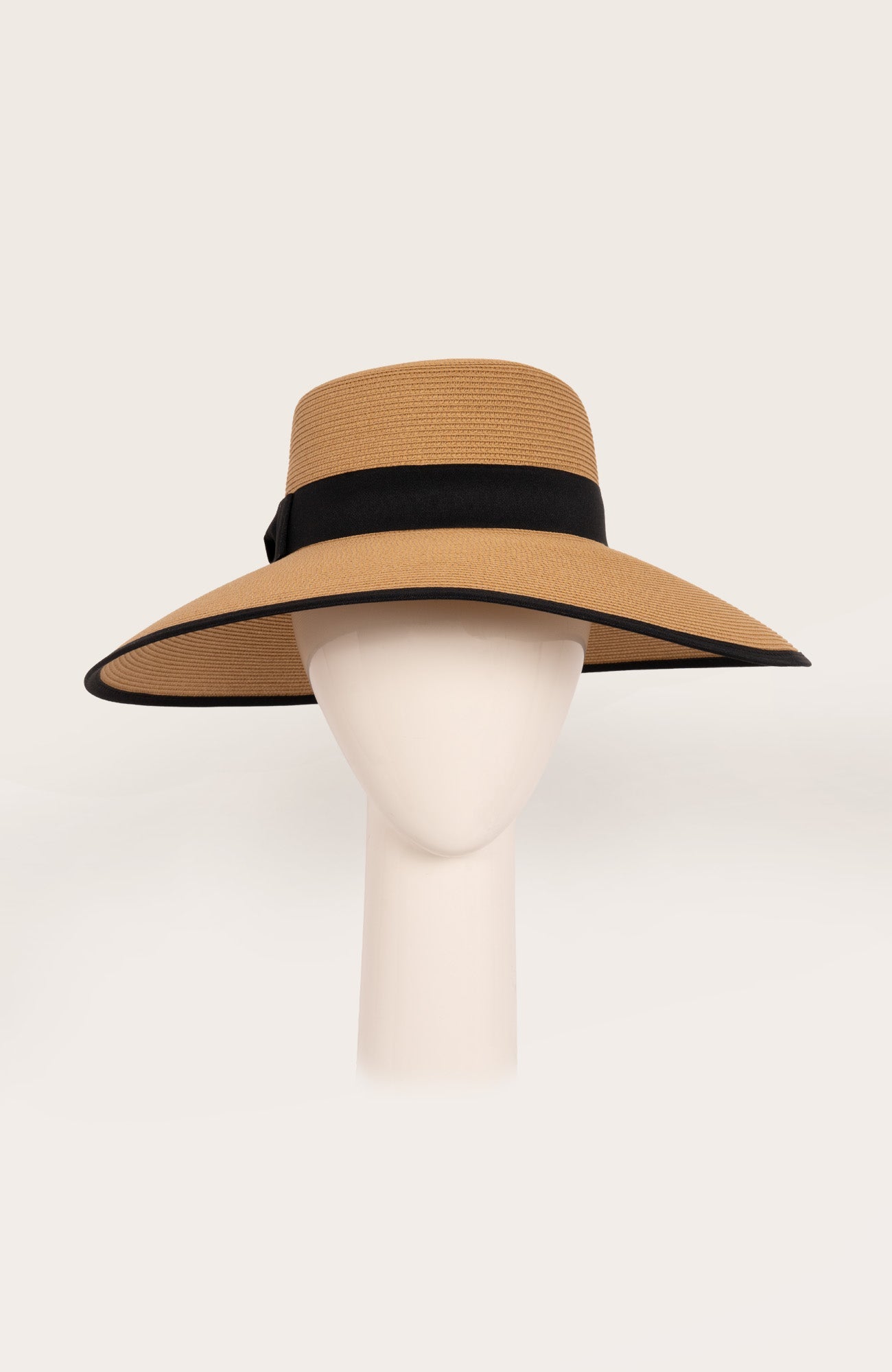 Linda - Black Ribbon Hat Brown One Size