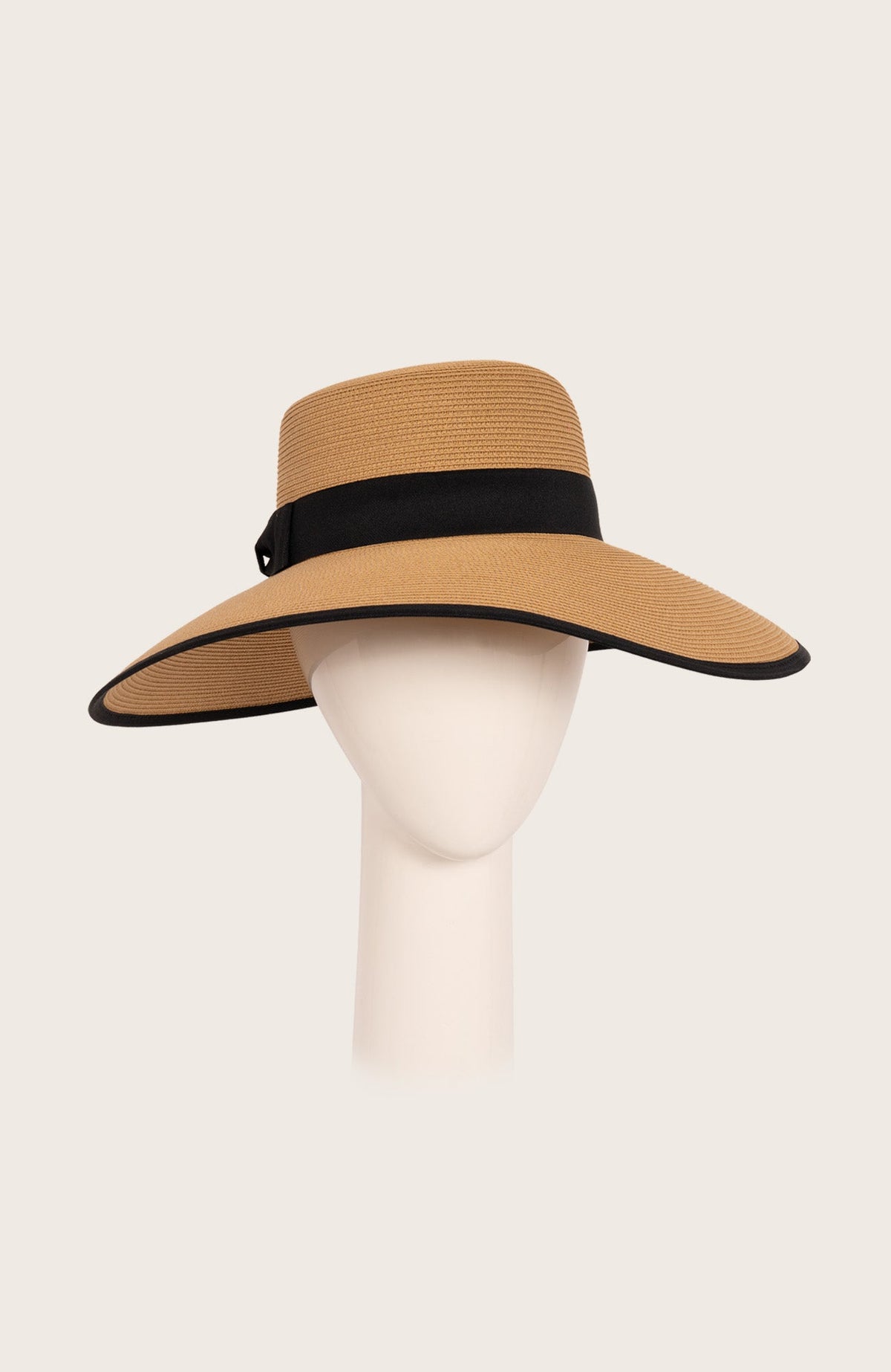 Linda - Black Ribbon Hat Brown One Size