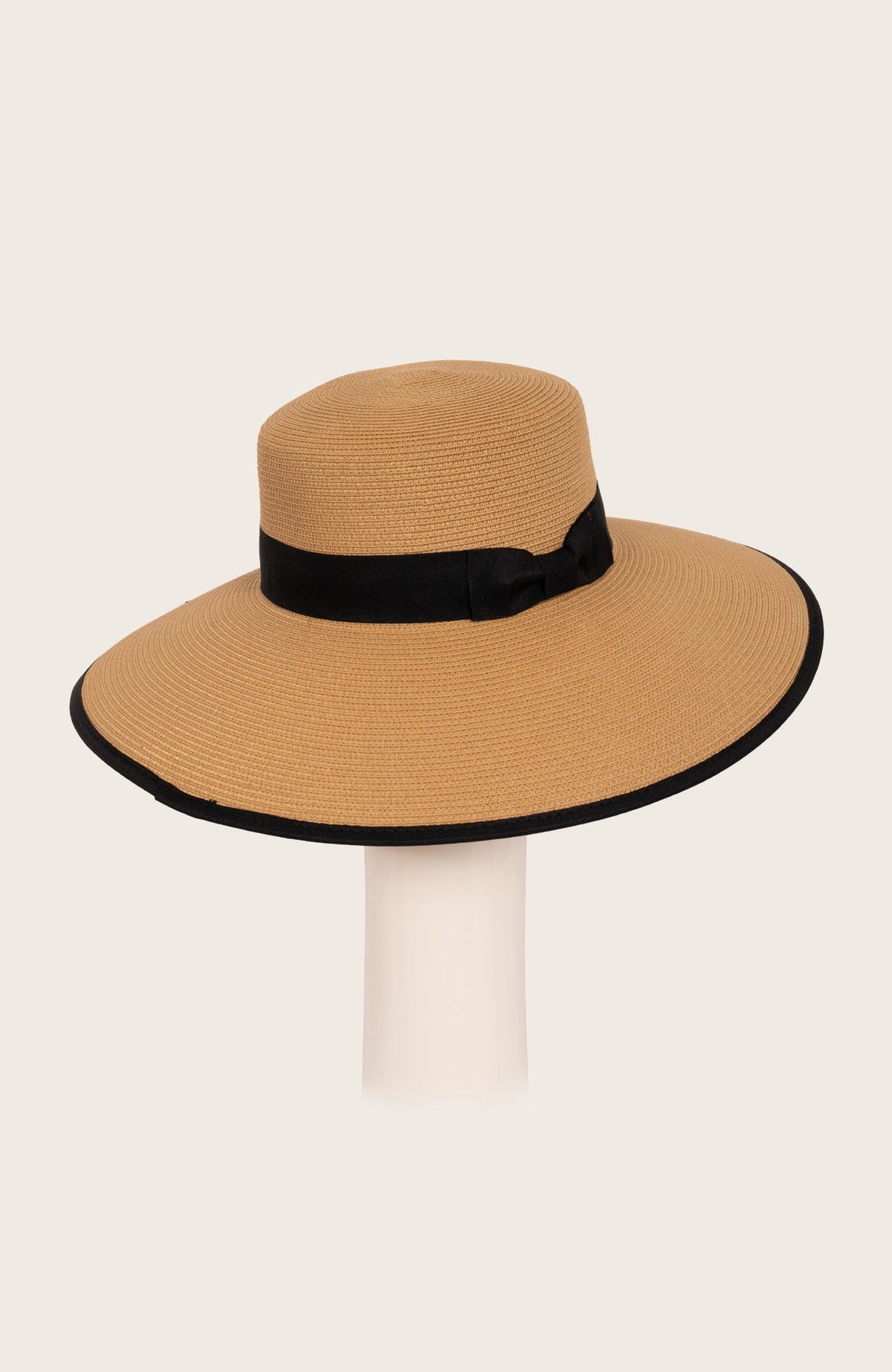 Linda - Black Ribbon Hat Brown One Size