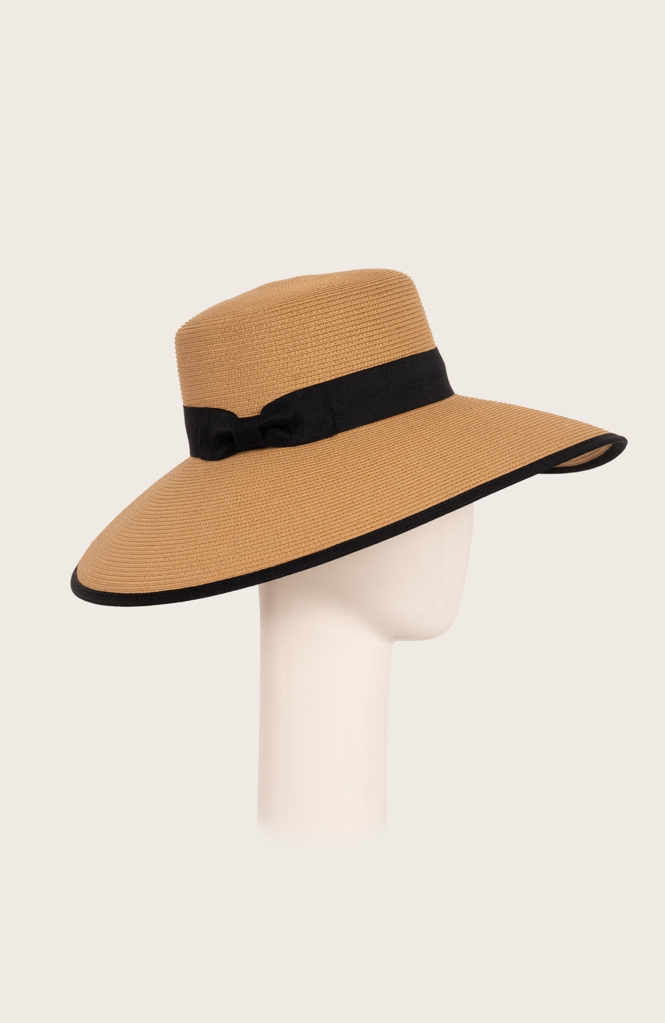Linda - Black Ribbon Hat Brown One Size