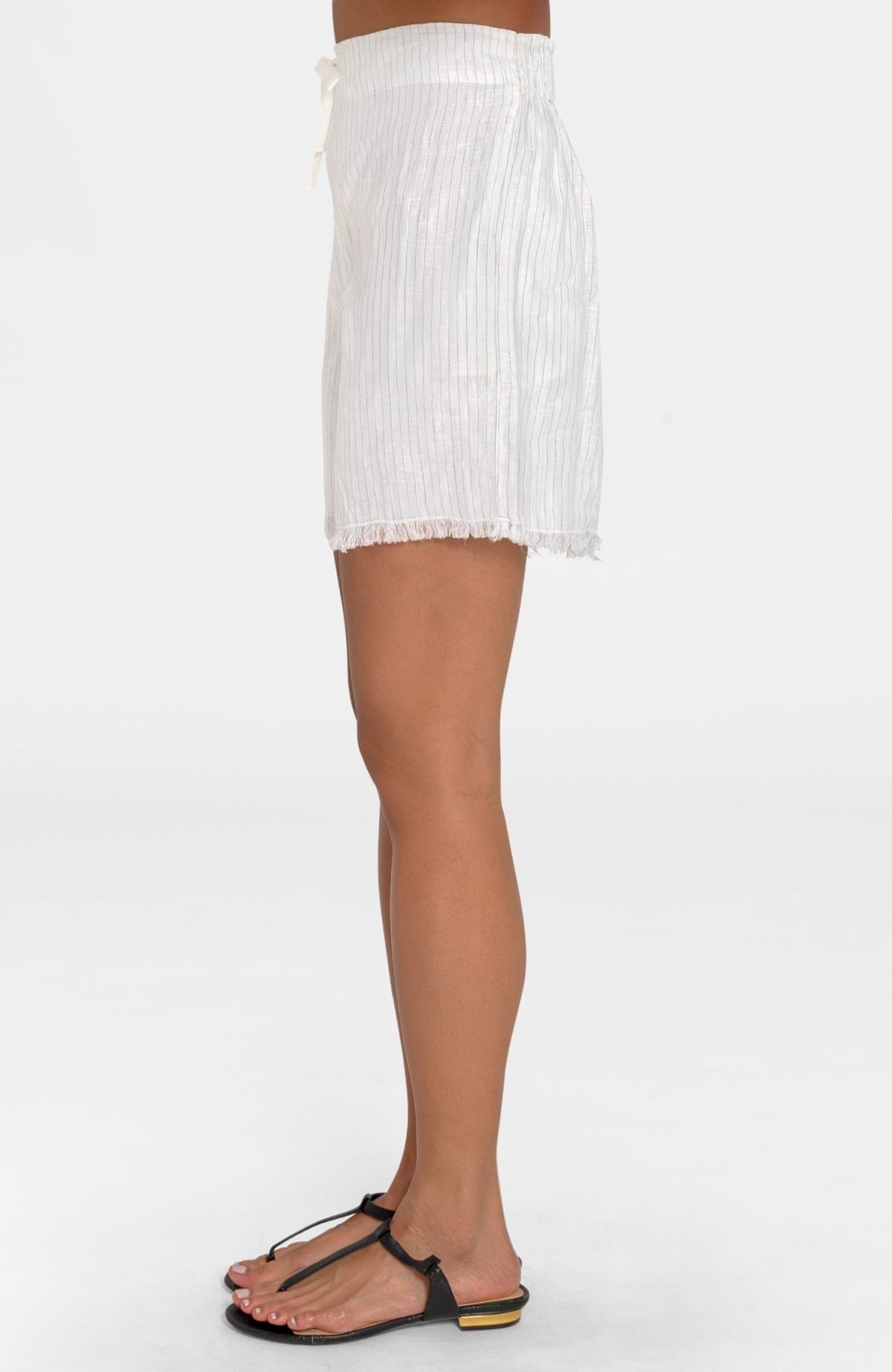 Linen Shorts - Stripe It White