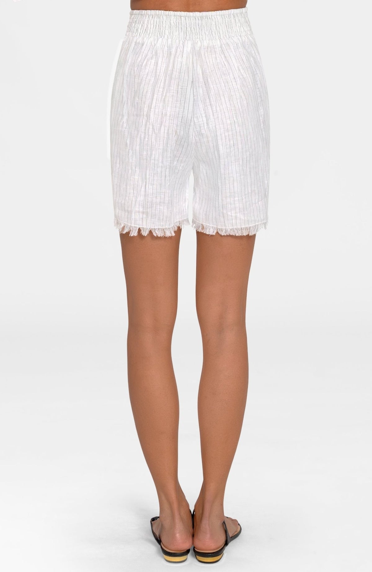 Linen Shorts - Stripe It White