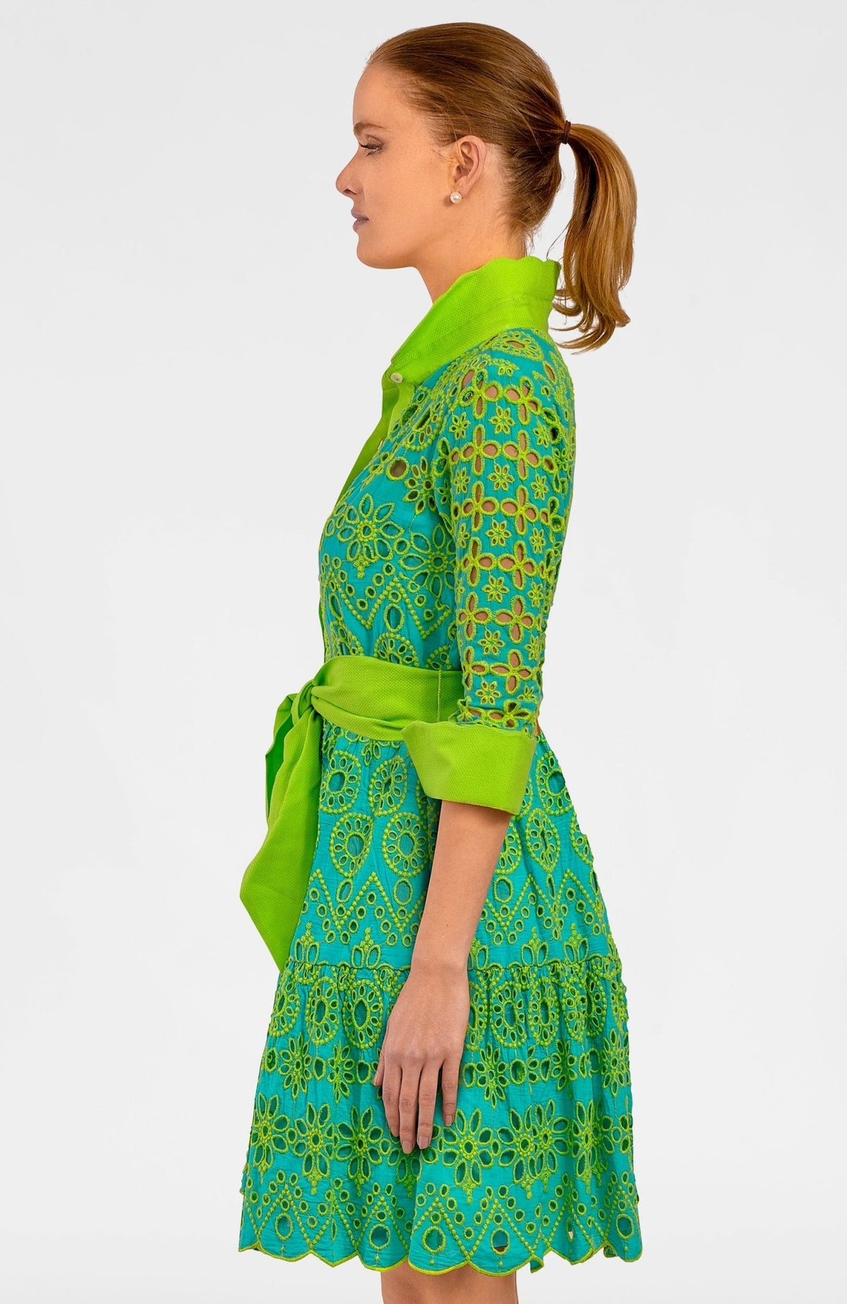 Little Bo Peep Dress - Contrast Turq Lime