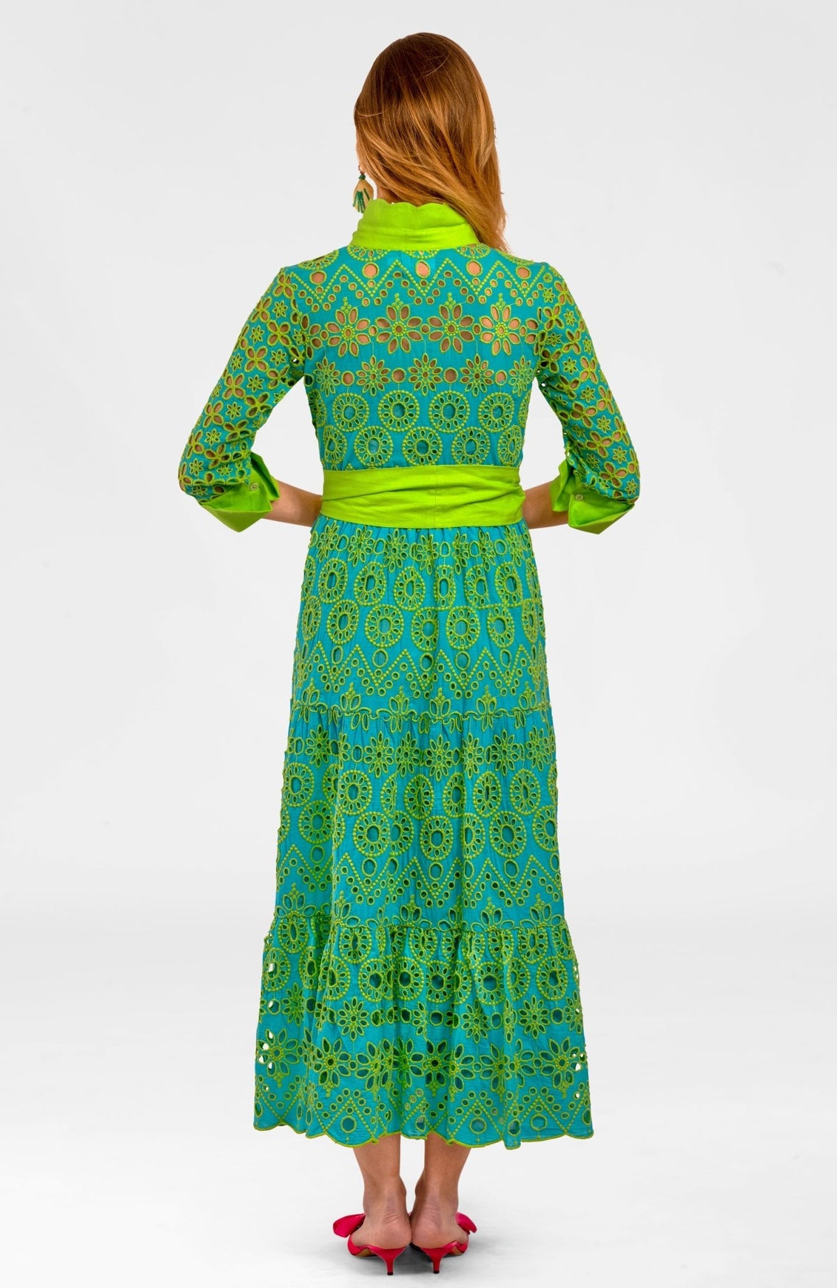 Little Bo Peep Midi Dress - Contrast Turq Lime