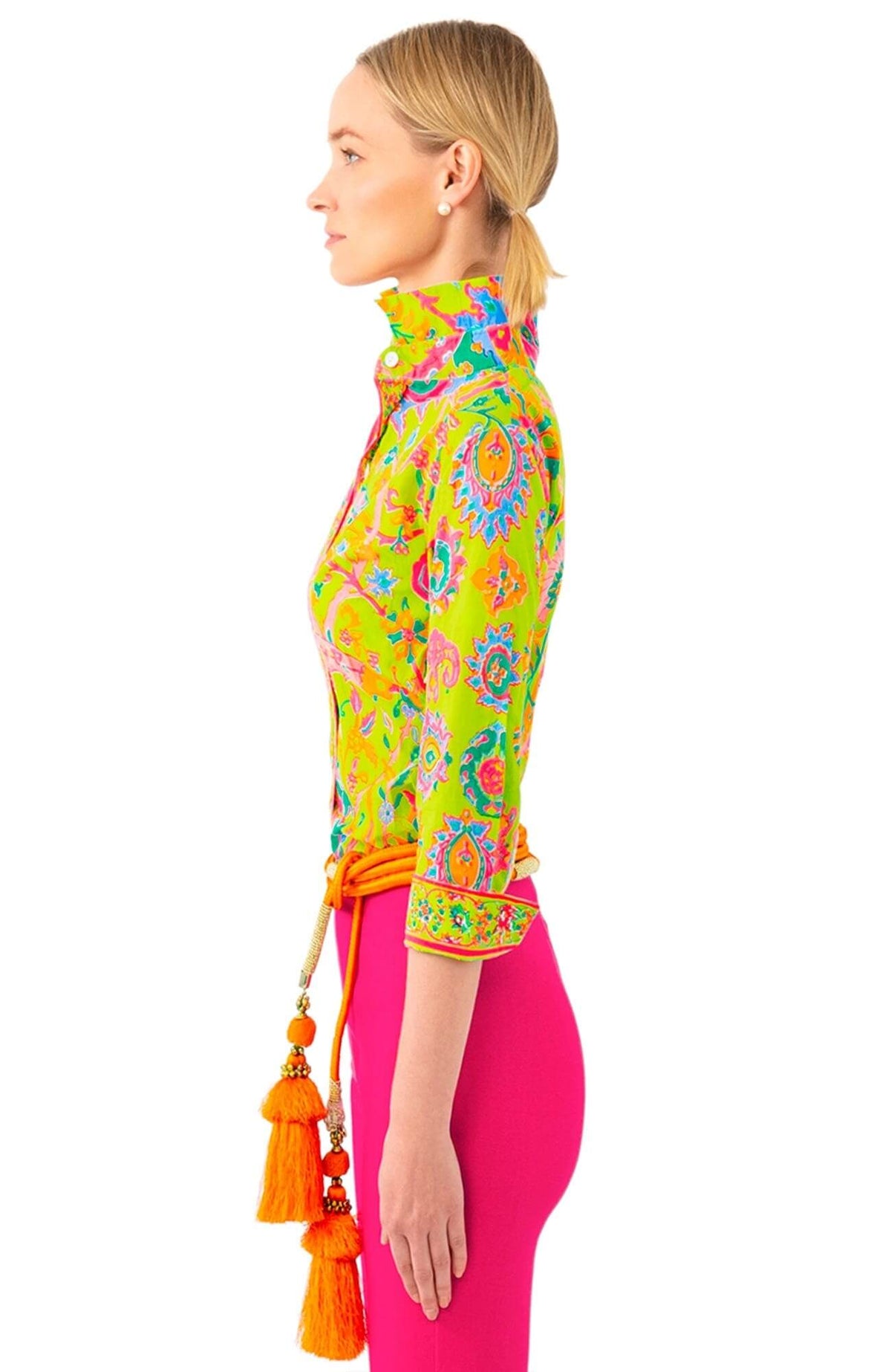 Cotton Boyfriend Shirt - Magic Carpet - Final Sale Lime