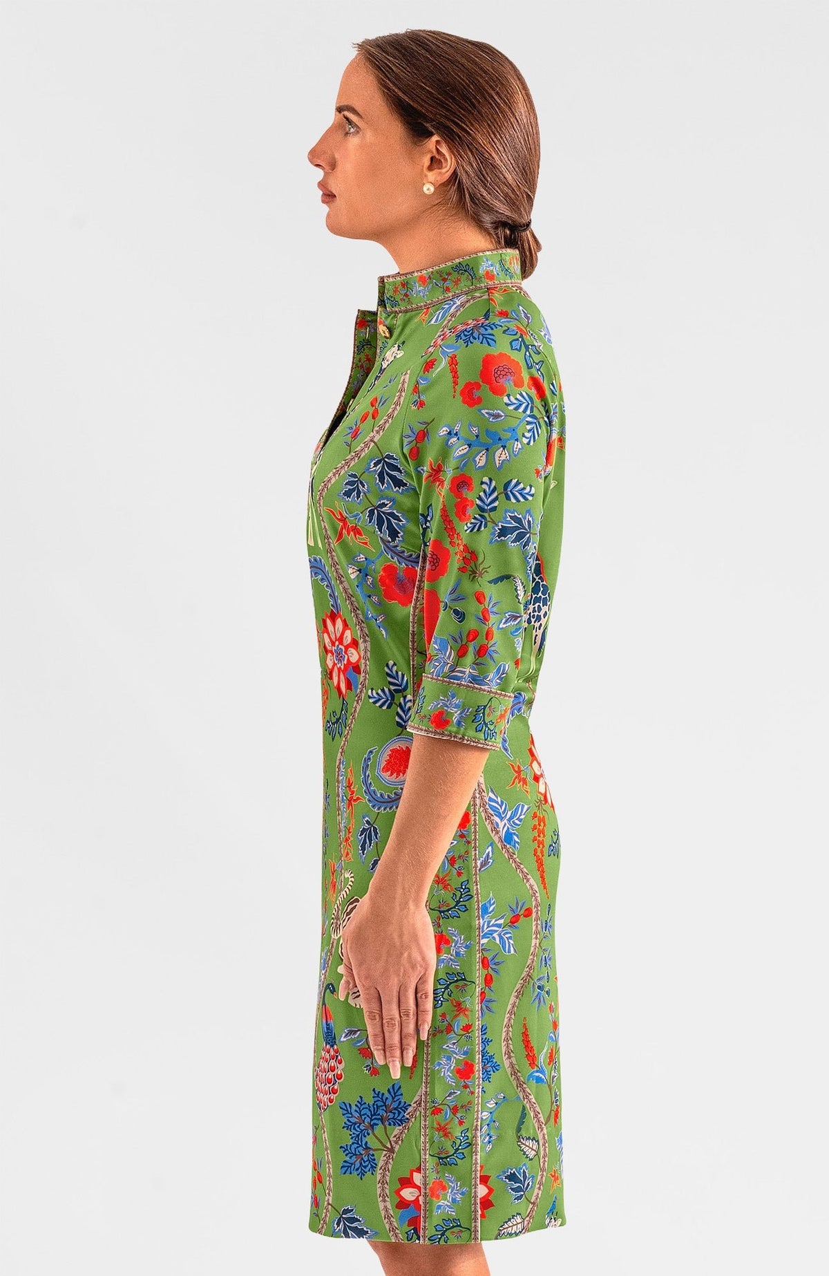 Mandarin Dress - Jungle Symphony Olive