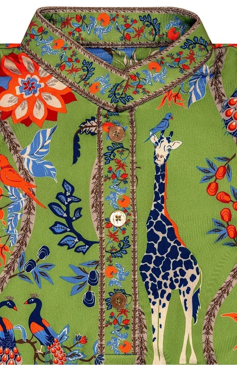 Mandarin Dress - Jungle Symphony Olive