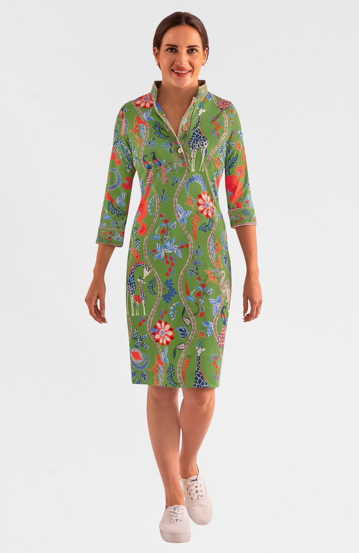 Mandarin Dress - Jungle Symphony Olive