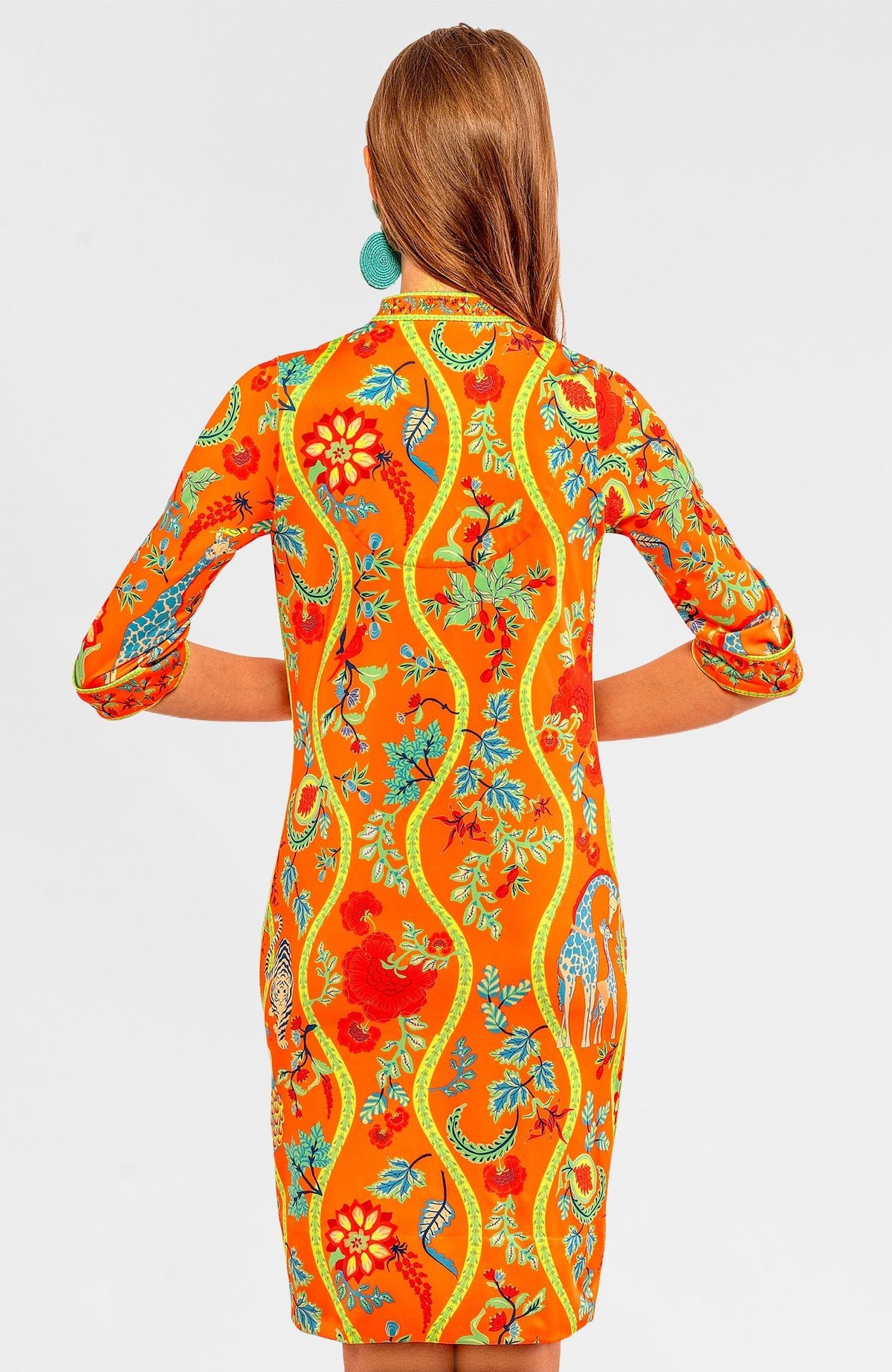 Mandarin Dress - Jungle Symphony Orange