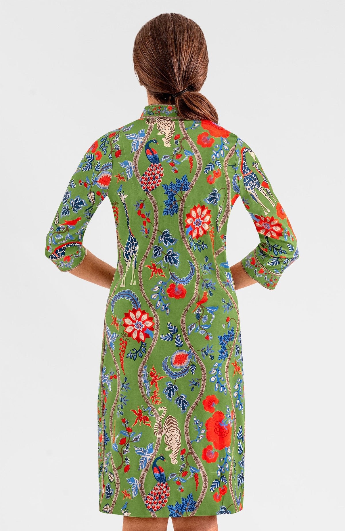 Mandarin Dress - Jungle Symphony Olive