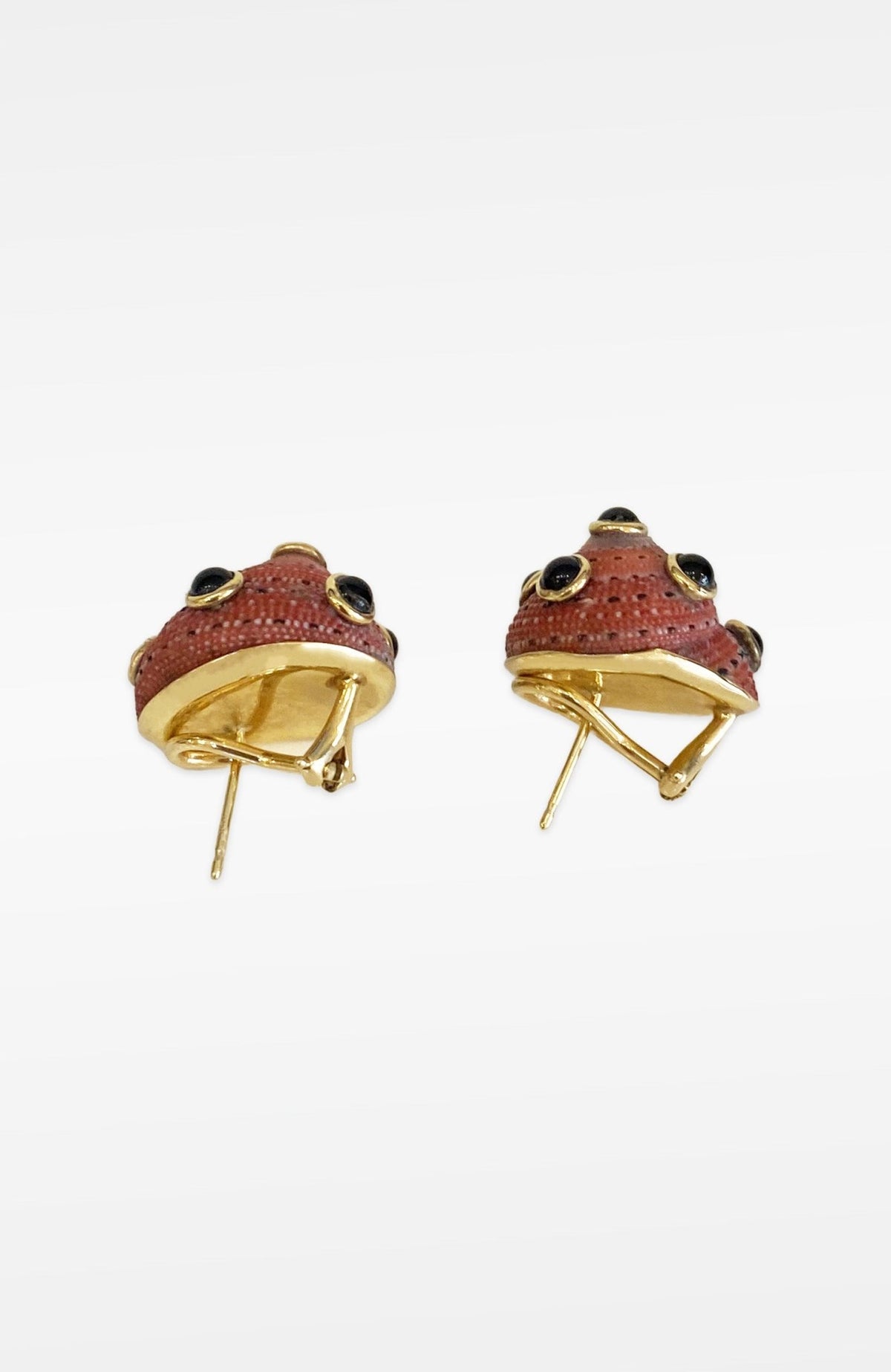 MAZ Vintage 14K Gold Ornate Pink Shell Tourmaline Earring