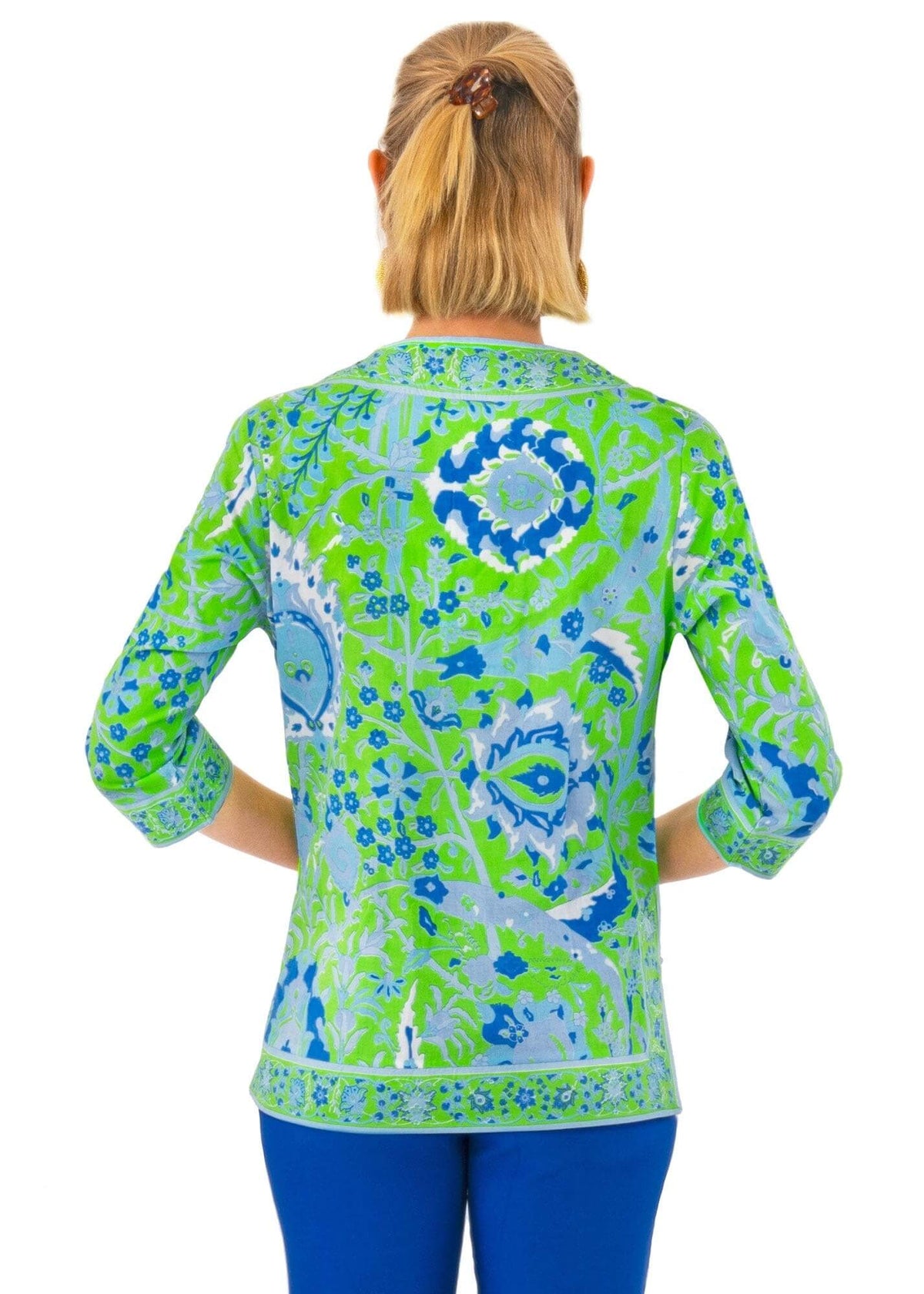 Cotton Split Neck Tunic - Magic Carpet Green Blue