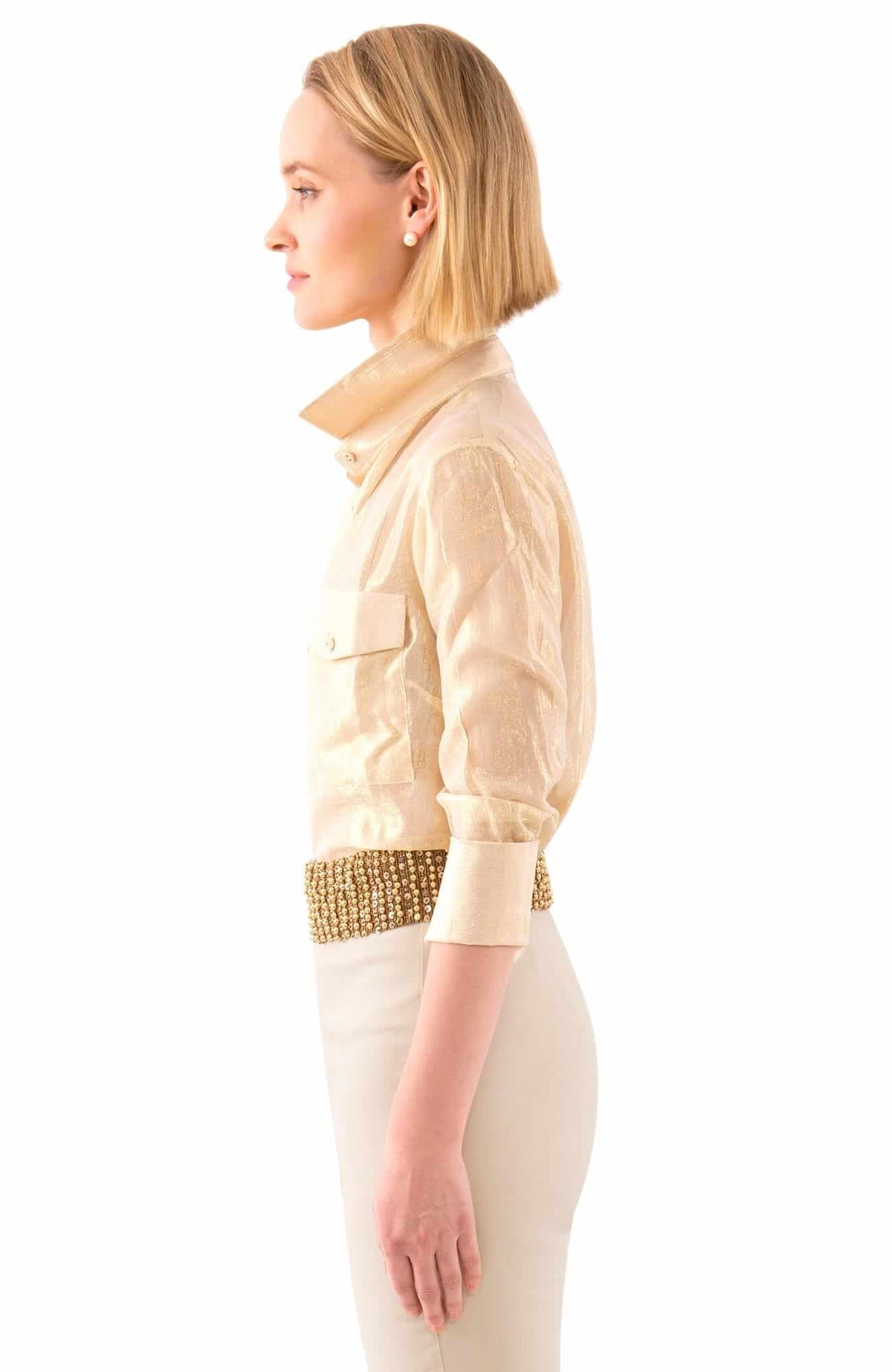 Metallic Flap Blouse - Glinda Lurex Gold