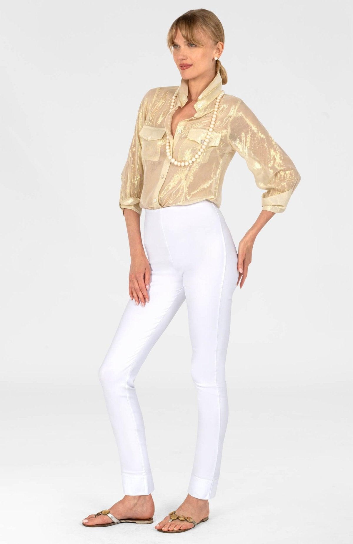Metallic Flap Blouse - Glinda Lurex Gold