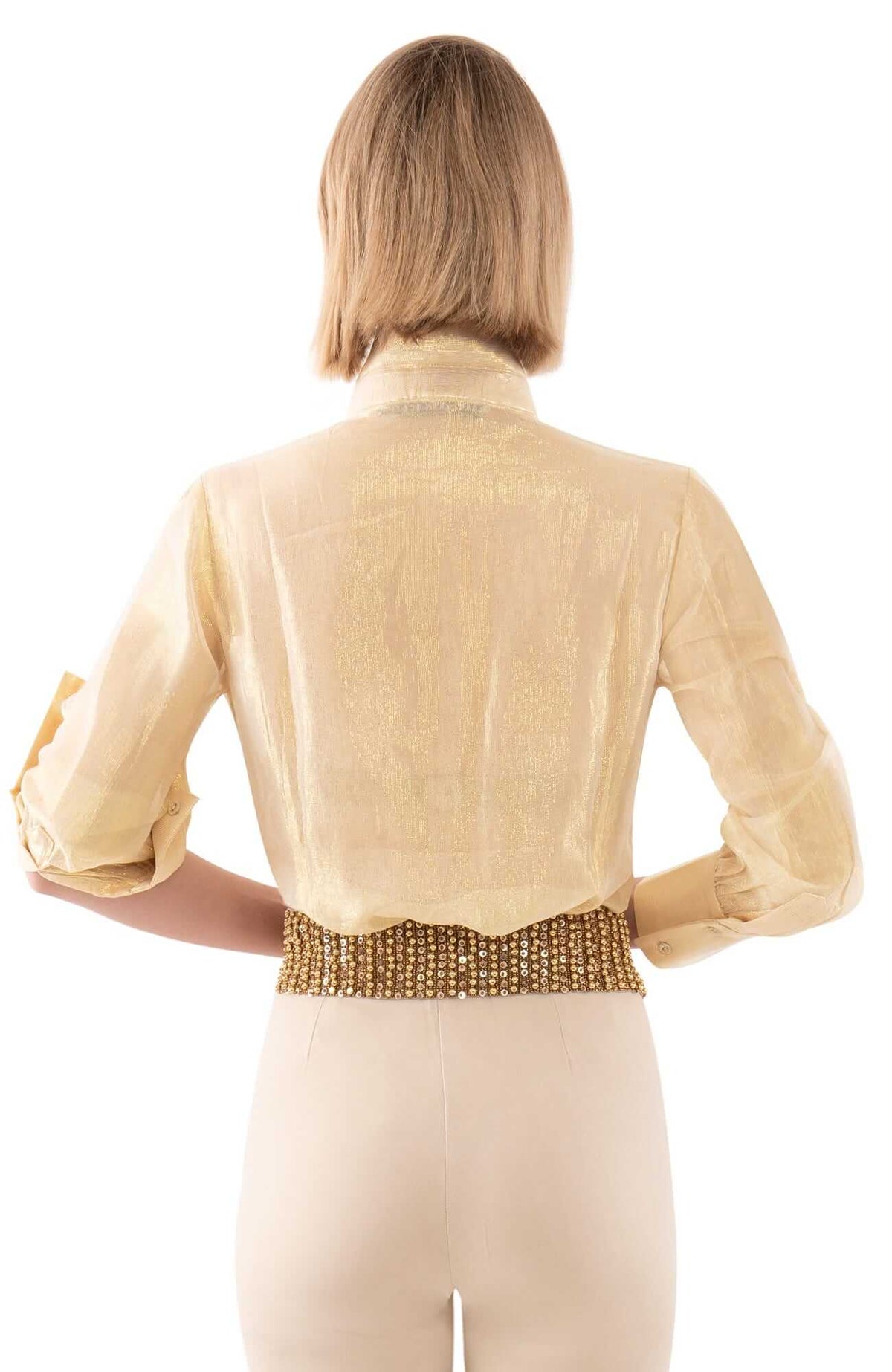Metallic Flap Blouse - Glinda Lurex Gold