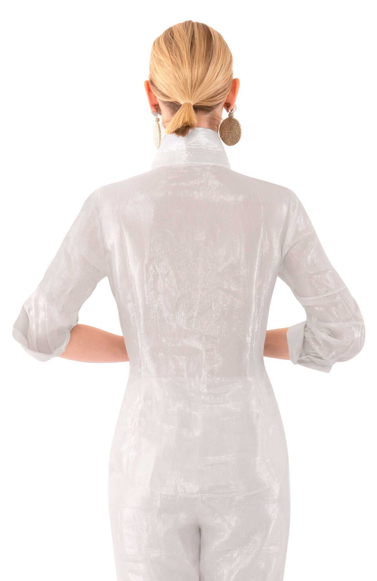 Metallic Flap Blouse - Glinda Lurex Silver