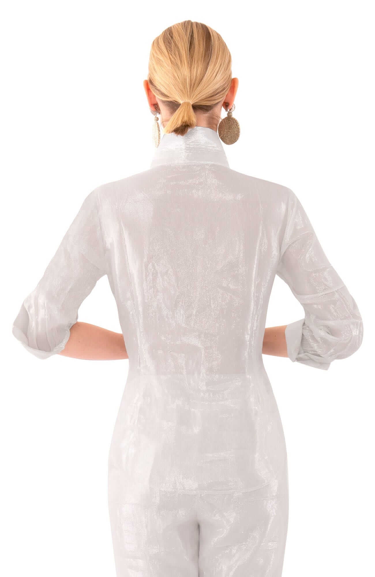 Metallic Flap Blouse - Glinda Lurex Silver