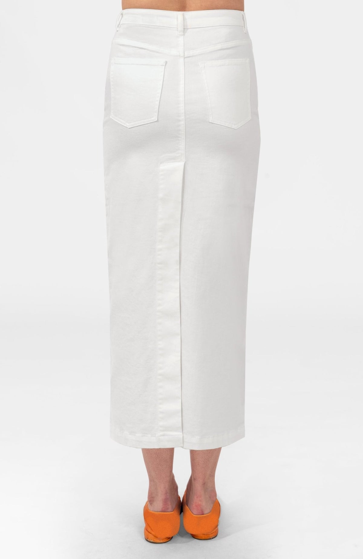 Mighty Cute Denim Skirt - Long White Denim