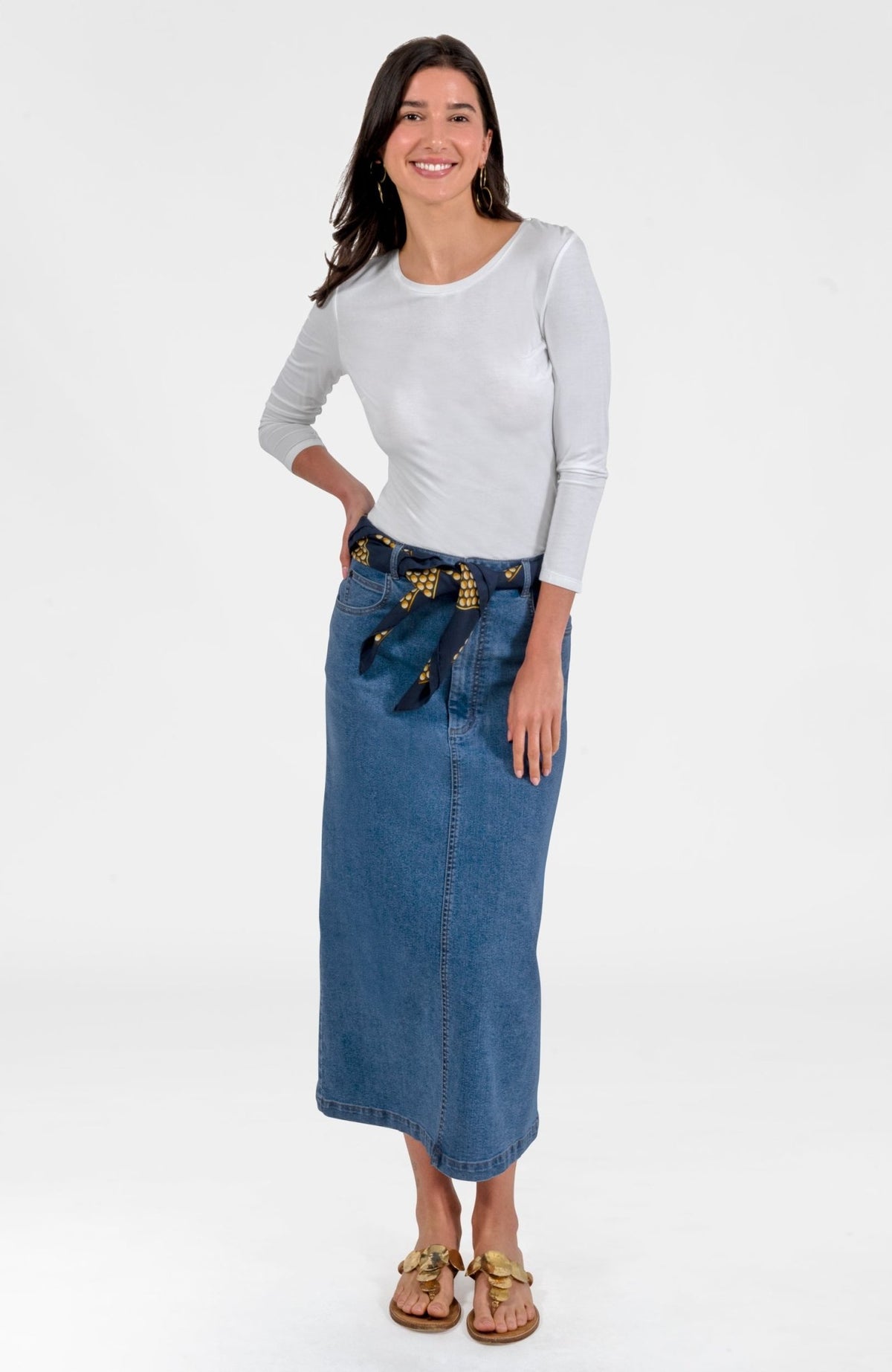 Mighty Cute Denim Skirt - Long Medium Denim