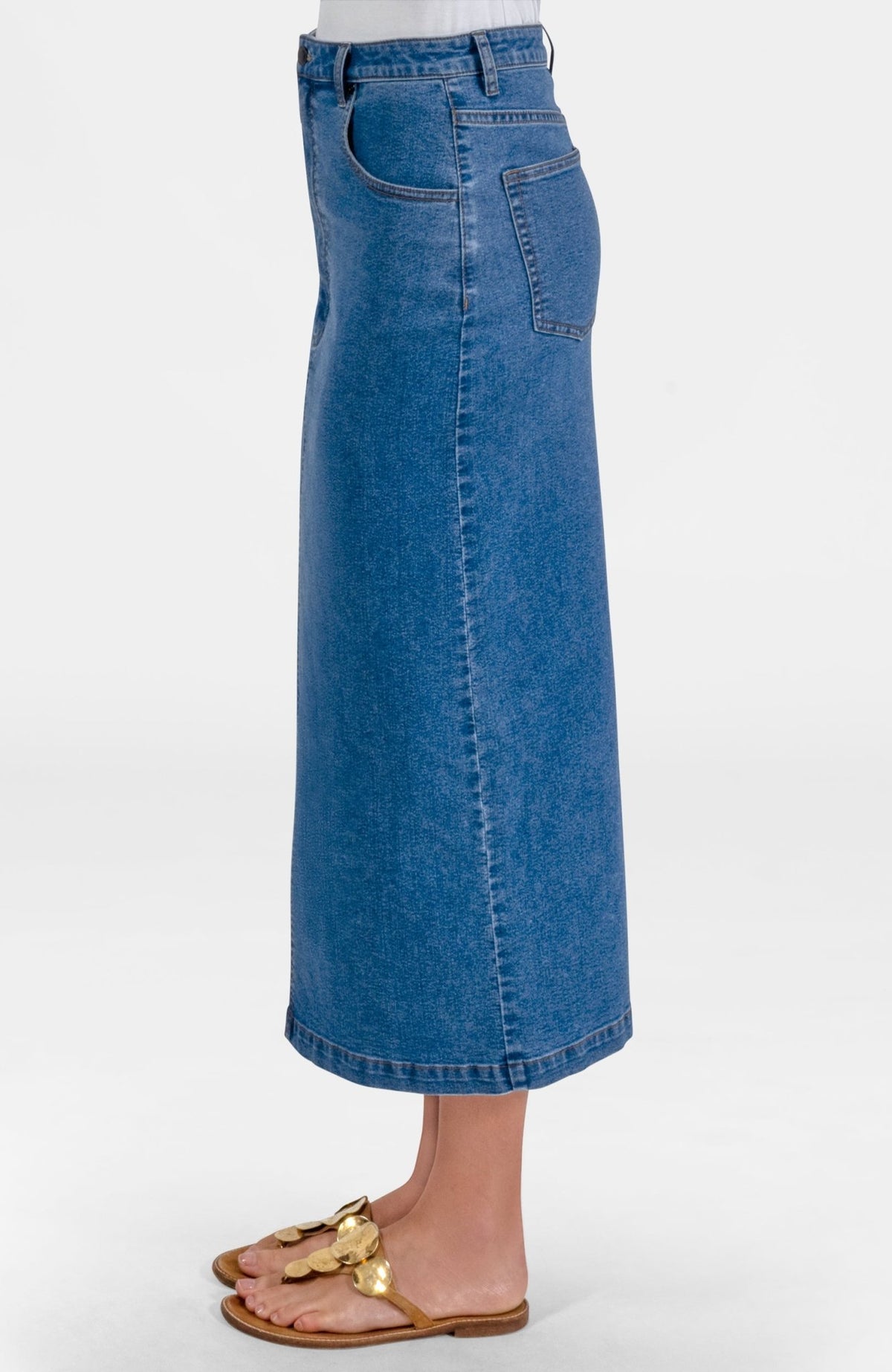 Mighty Cute Denim Skirt - Long Medium Denim