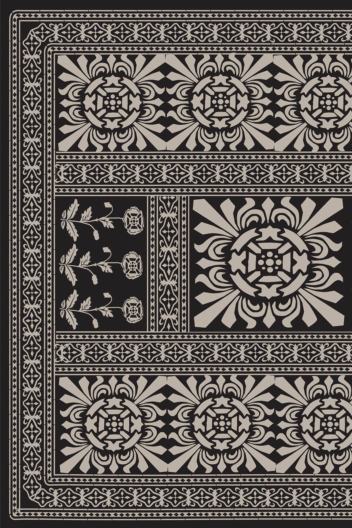 Modal Printed Scarf - Falltime Black Khaki One Size