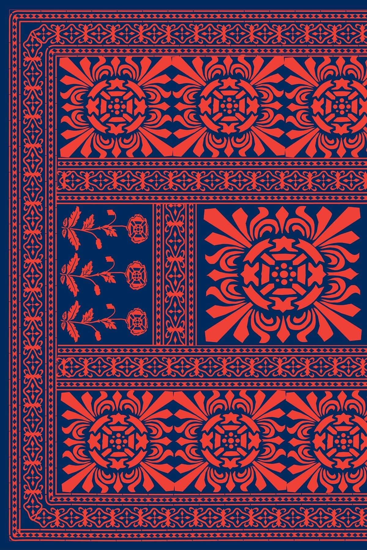 Modal Printed Scarf - Falltime Navy Red One Size
