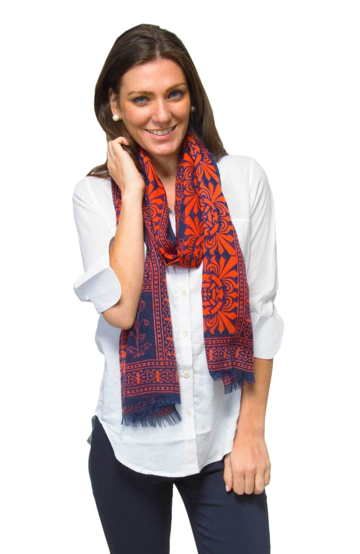 Modal Printed Scarf - Falltime Black Khaki One Size