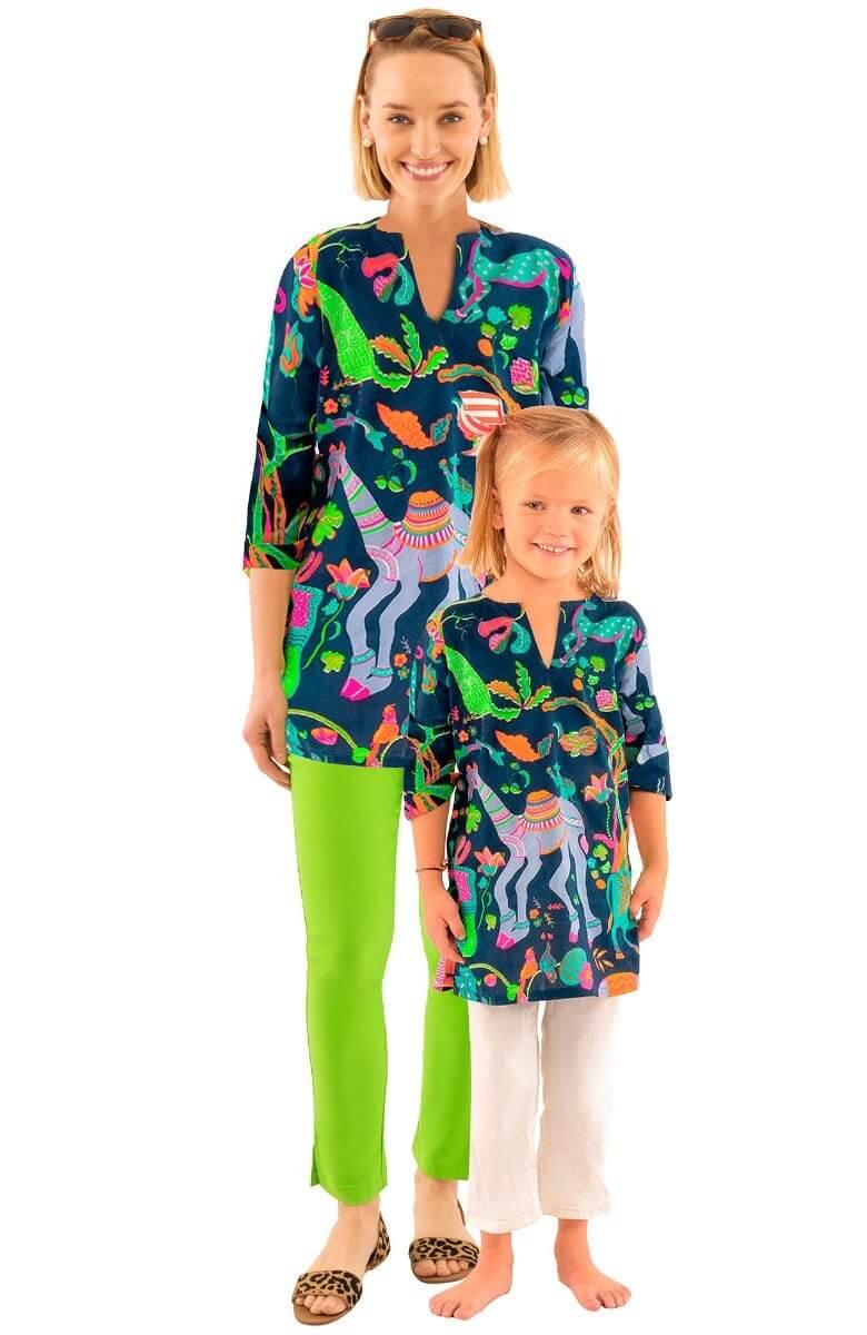 Mommy & Me Adult Tunic - Animal Kingdom - Final Sale Navy Multi