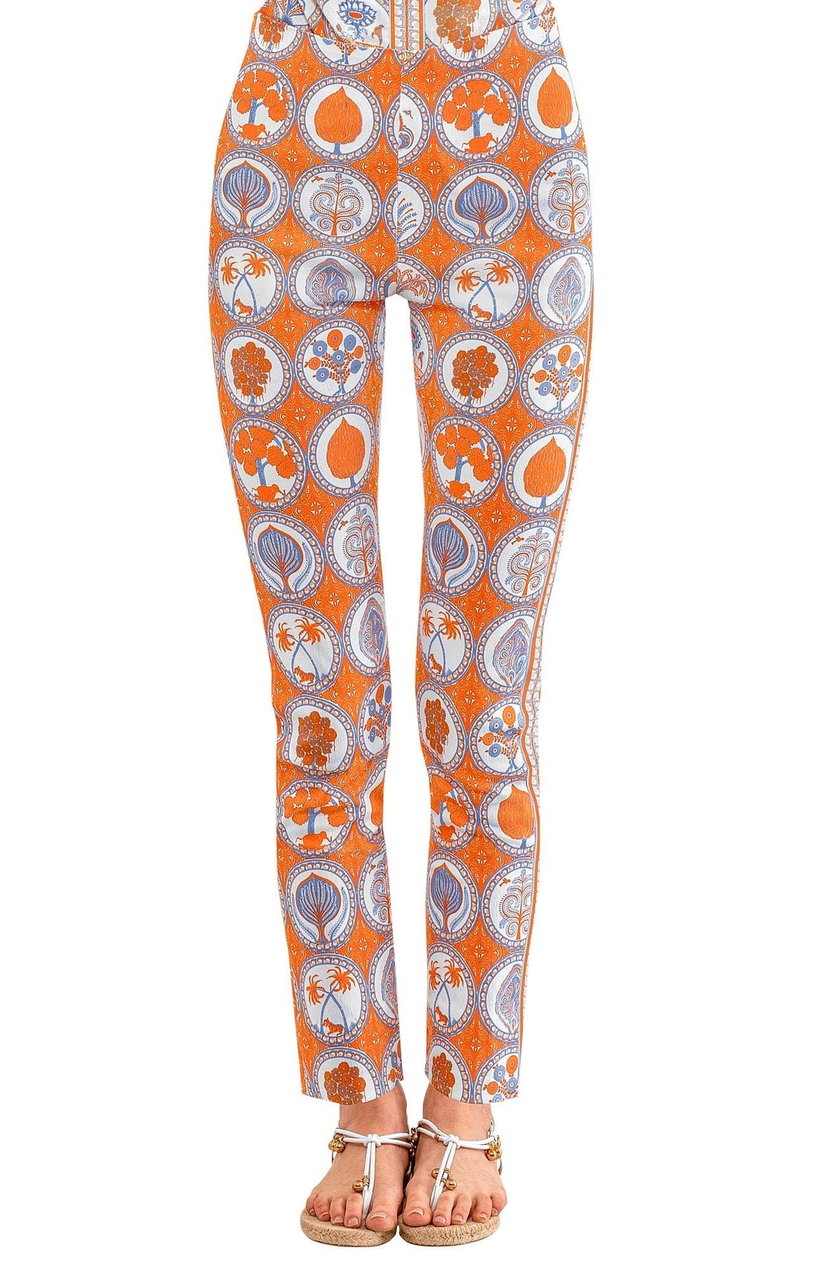 Pull On Pants - Circle of Love - Classic Orange Peri White