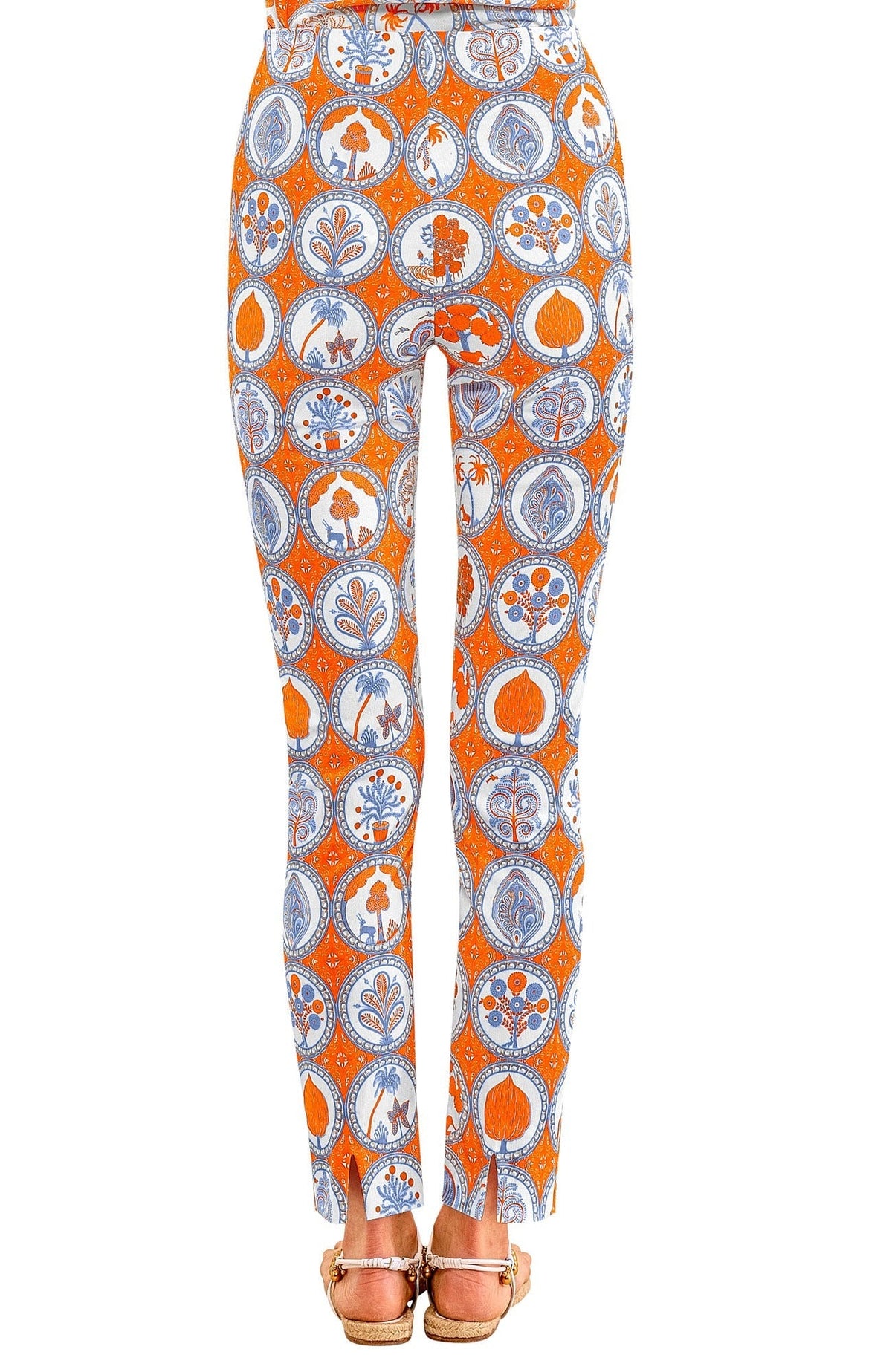 Pull On Pants - Circle of Love - Classic Orange Peri White