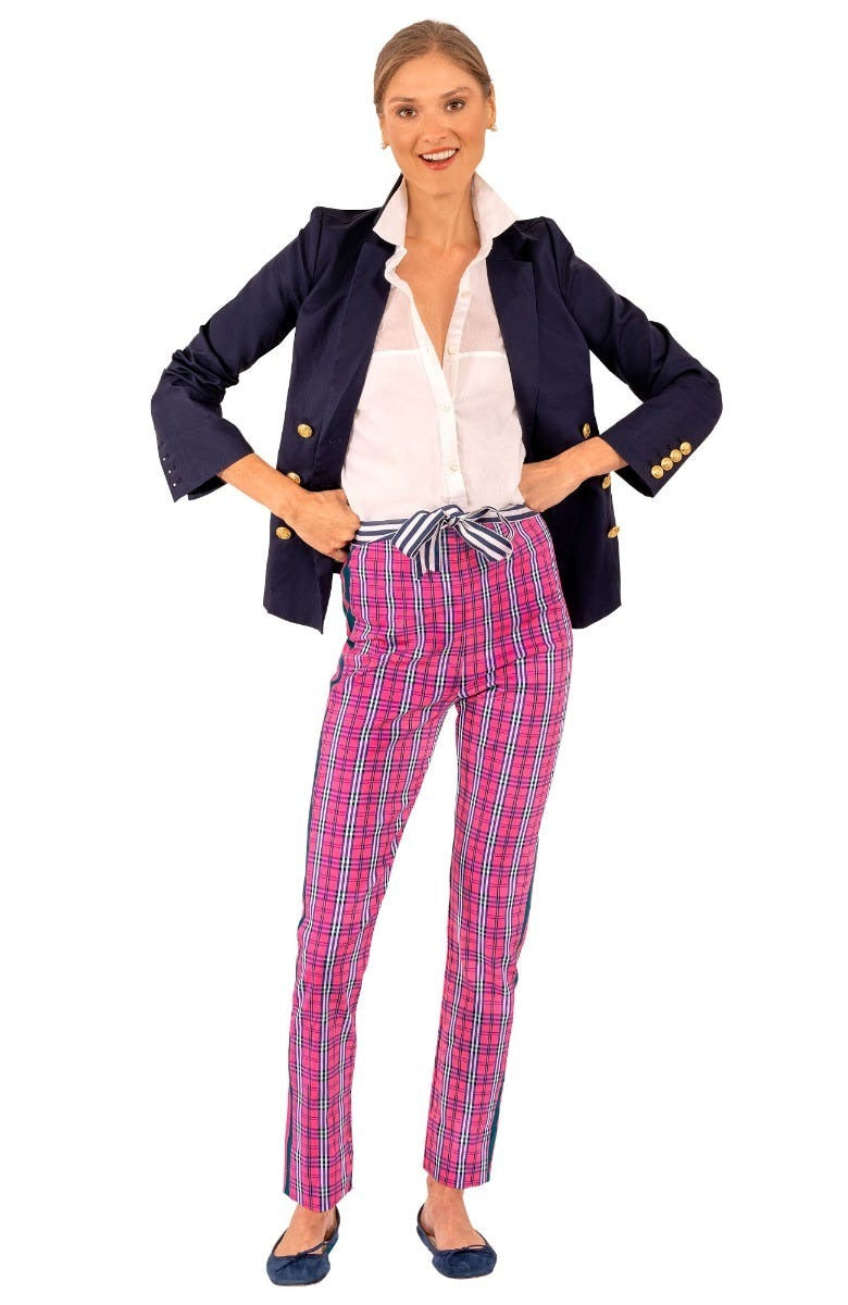 GripeLess Pull On Pant - Sunshine Plaid - Final Sale Pink