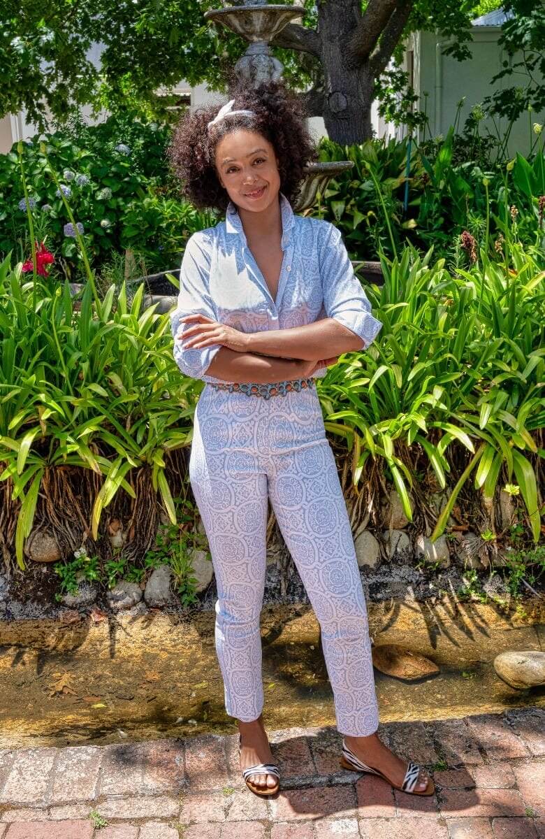 Gripeless Pull On Pants - Sultan's Dining Room - Final Sale White Peri