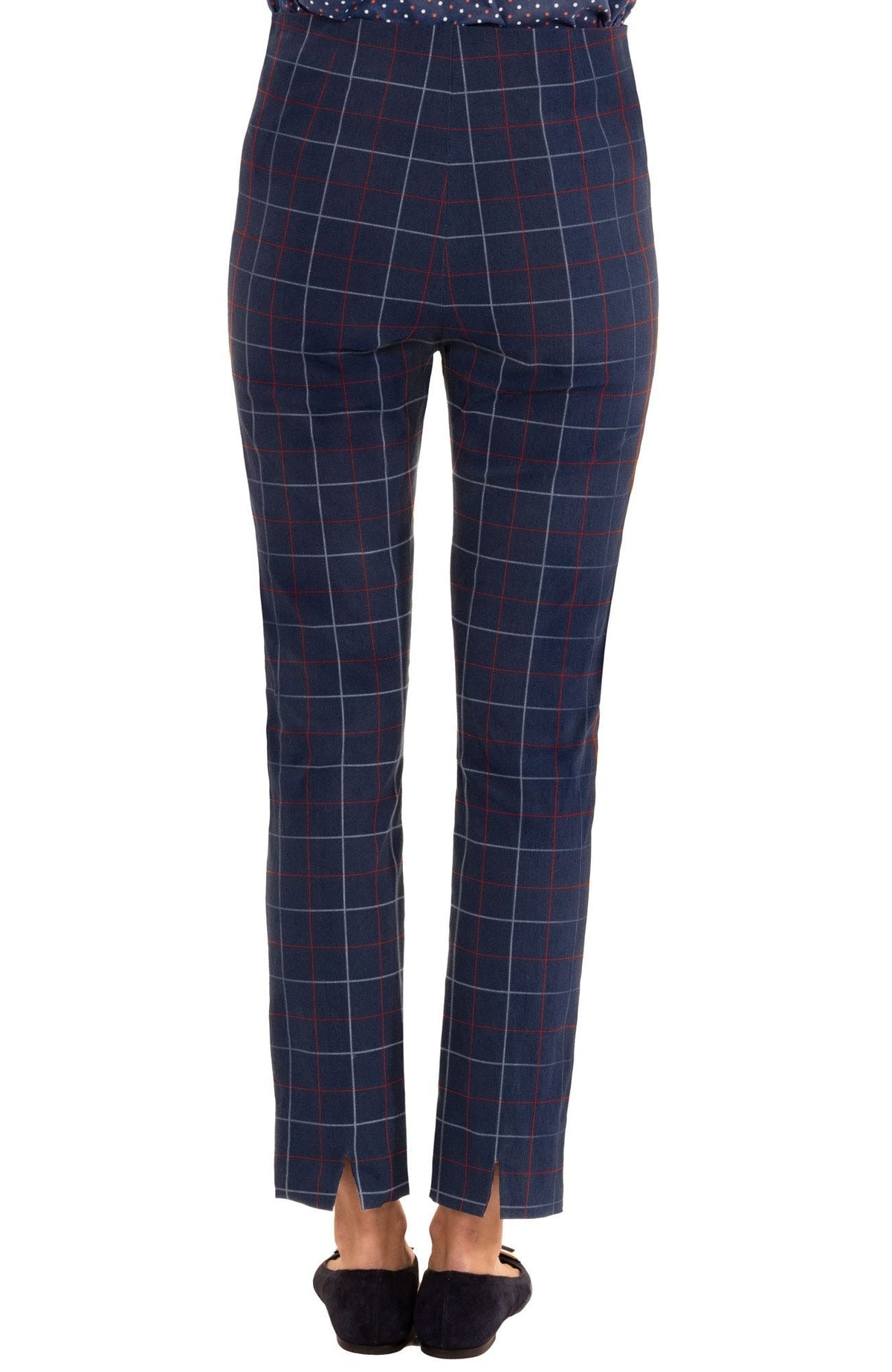 GripeLess Pull on Pants - Tattersall - Final Sale Navy