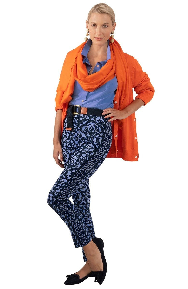 GripeLess Pull on Pant- Wall of Secrets - Final Sale Navy Peri