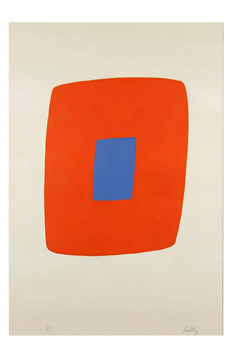 Ellsworth Kelly Lithograph Blue Orange