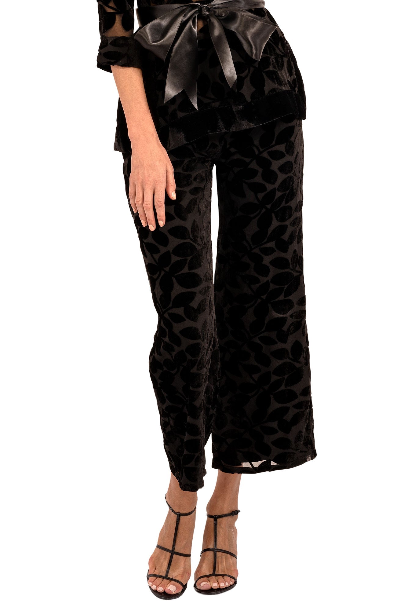 Palazzo Pant - Luxe Leaf Velvet Black