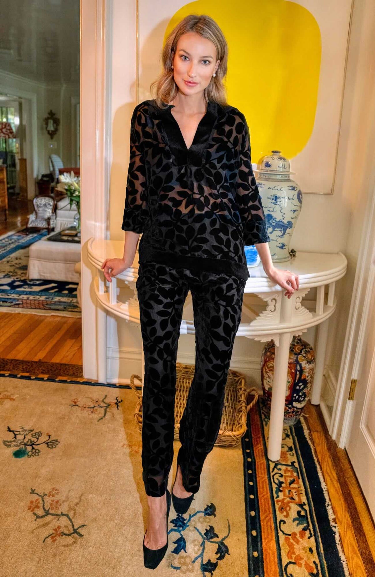 Palazzo Pant - Luxe Leaf Velvet - Gretchen Scott