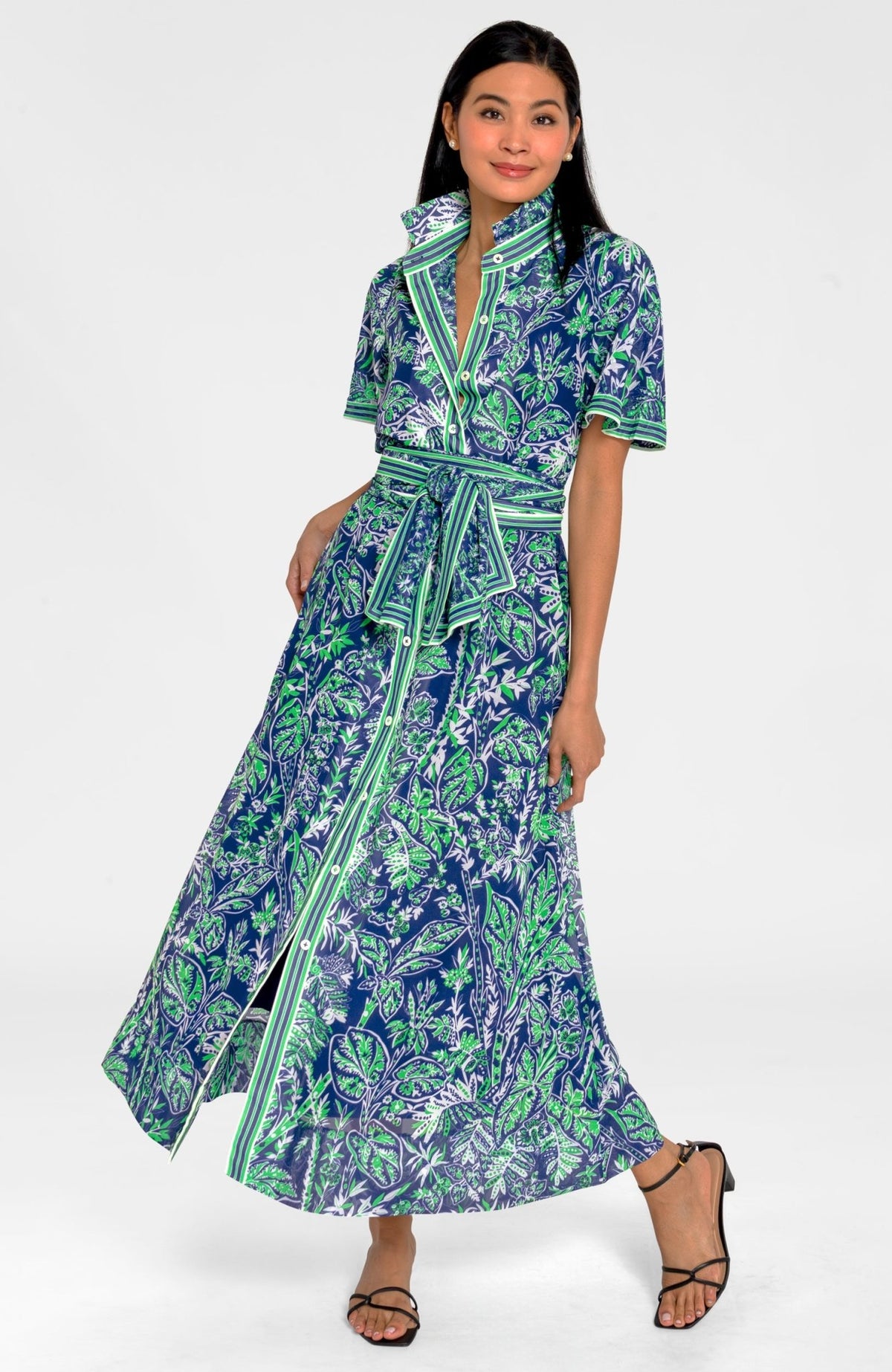 Panache Dress - Vintage Vines Navy Kelly