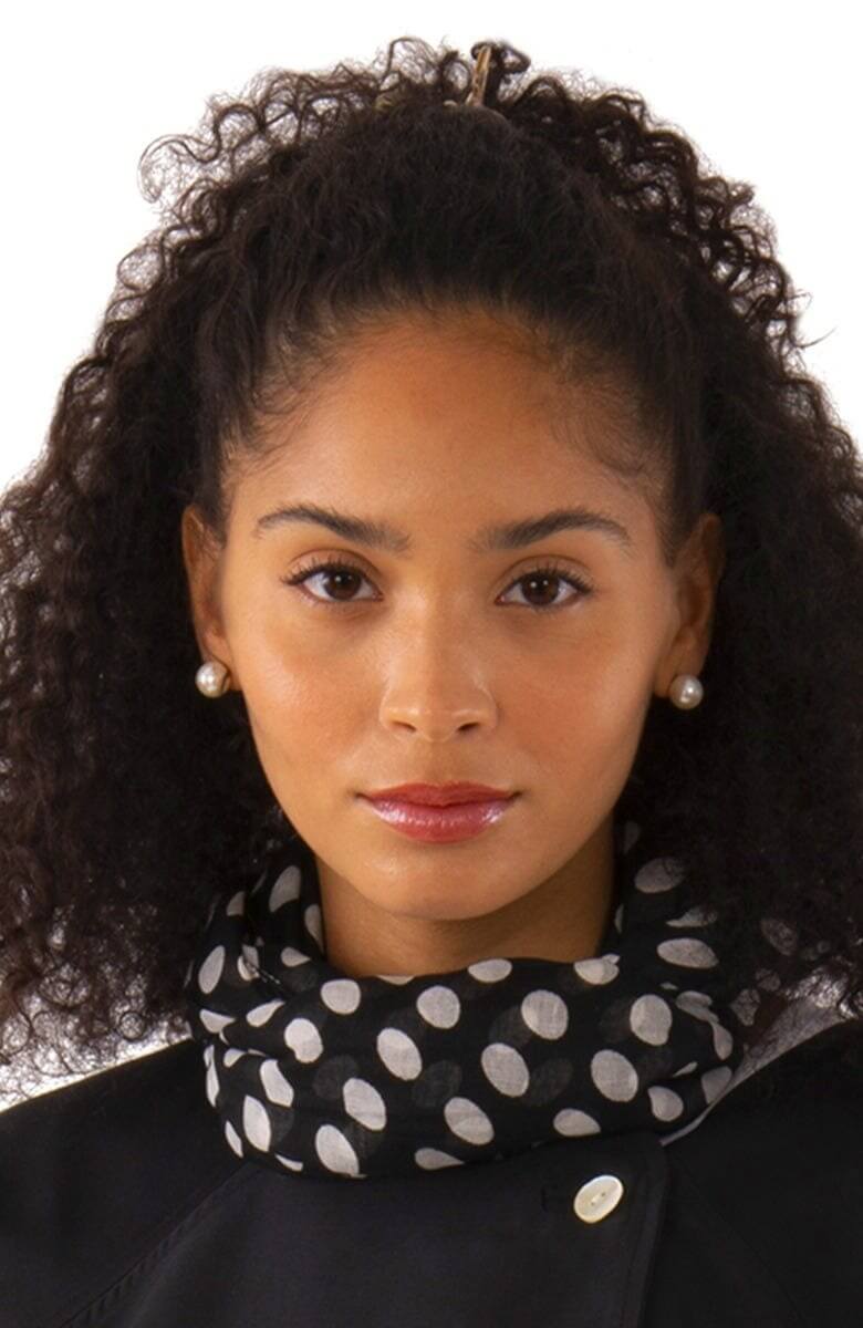 Pashmina Viscose Polka Dot Scarf Black White One Size