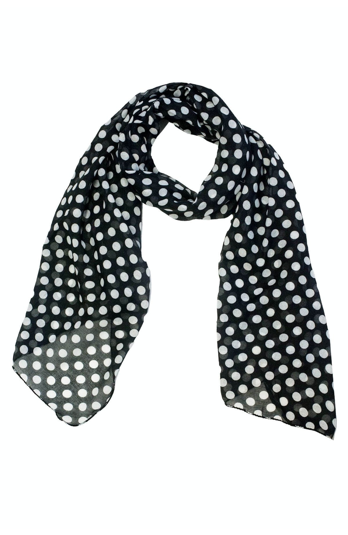 Pashmina Viscose Polka Dot Scarf Black White One Size