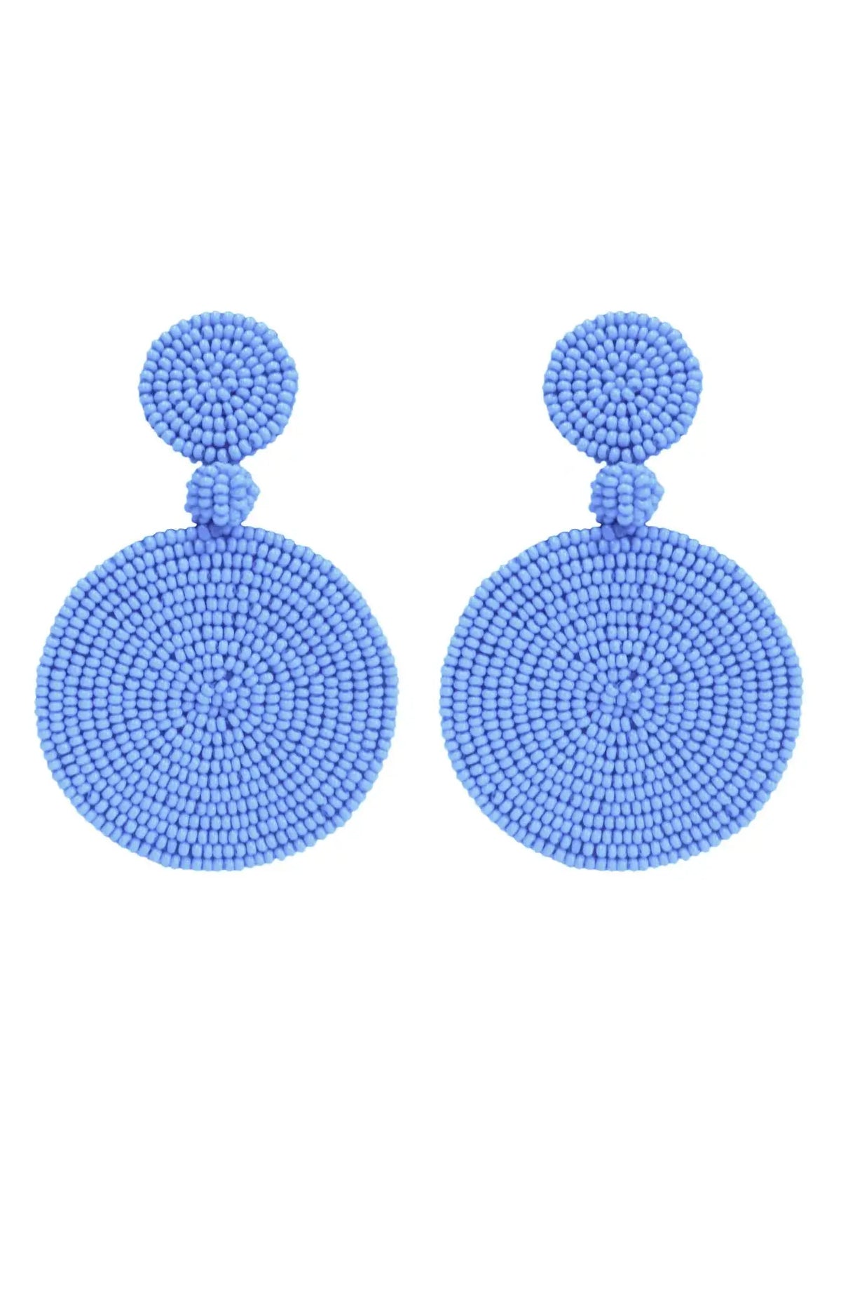 Beaded Circle Clip Earrings - Capetown Periwinkle One Size