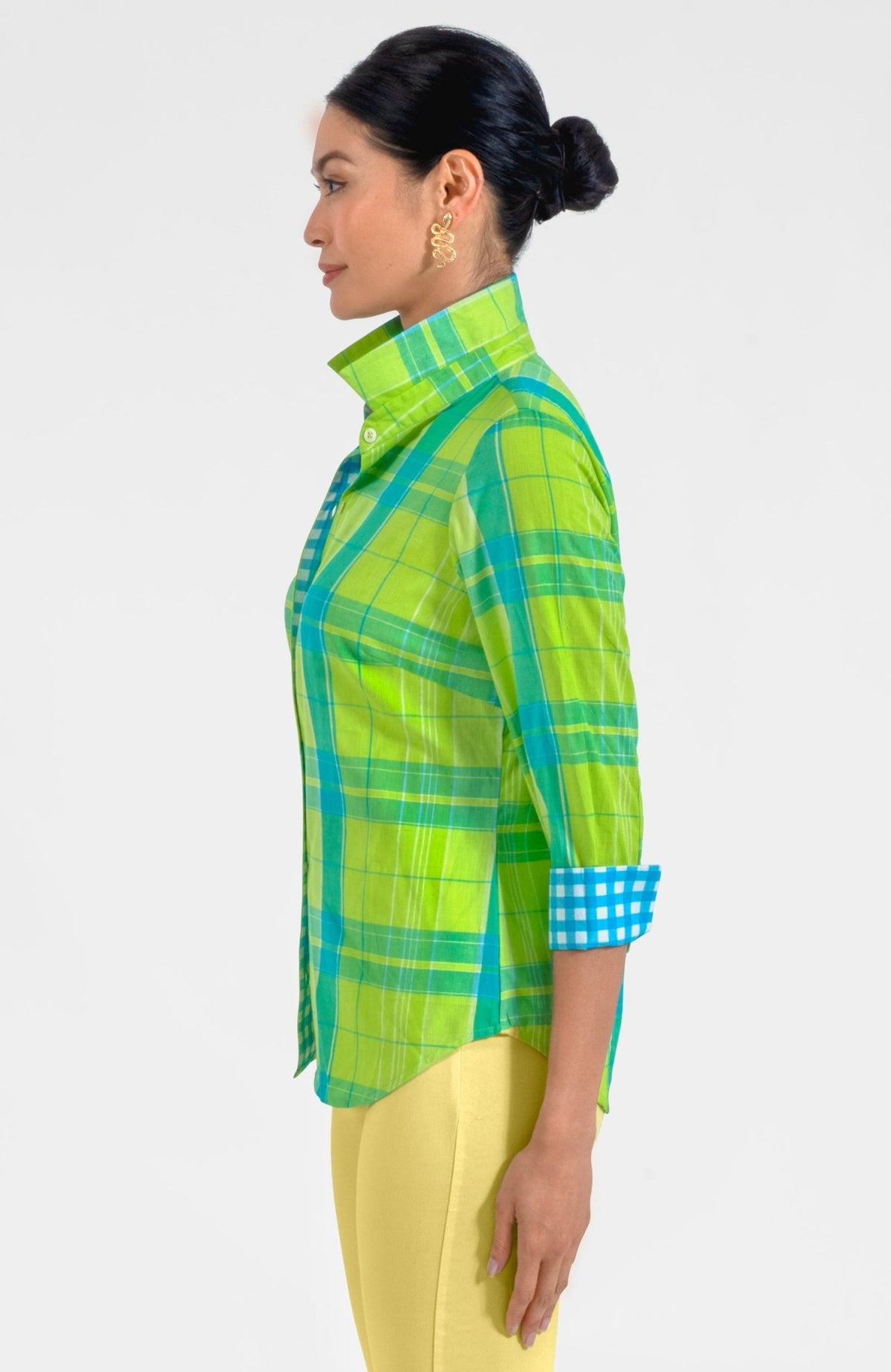 Picnic Time Boyfriend Shirt Turq Lime
