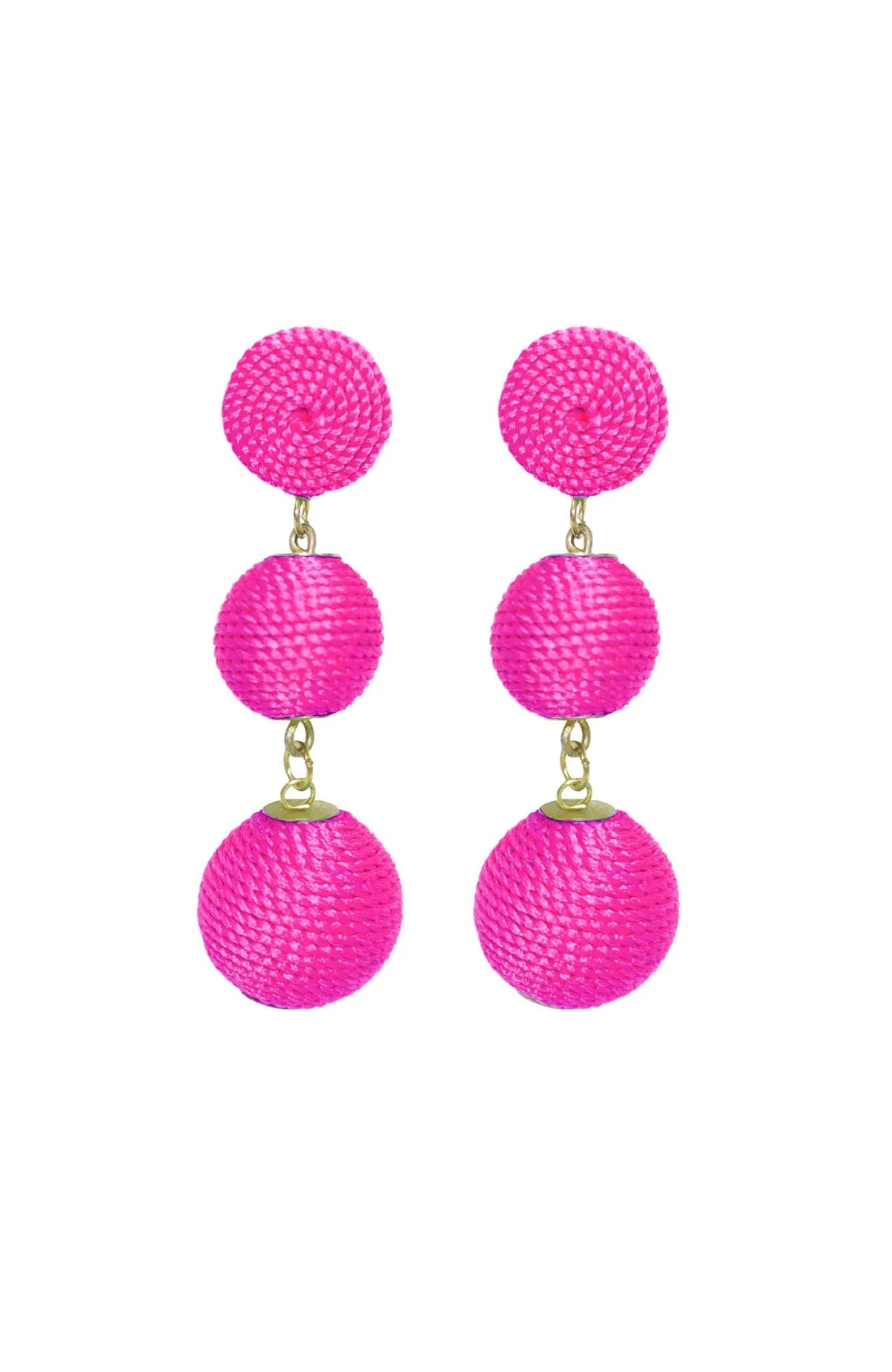 3-Drop Earrings - Durban Pink One Size