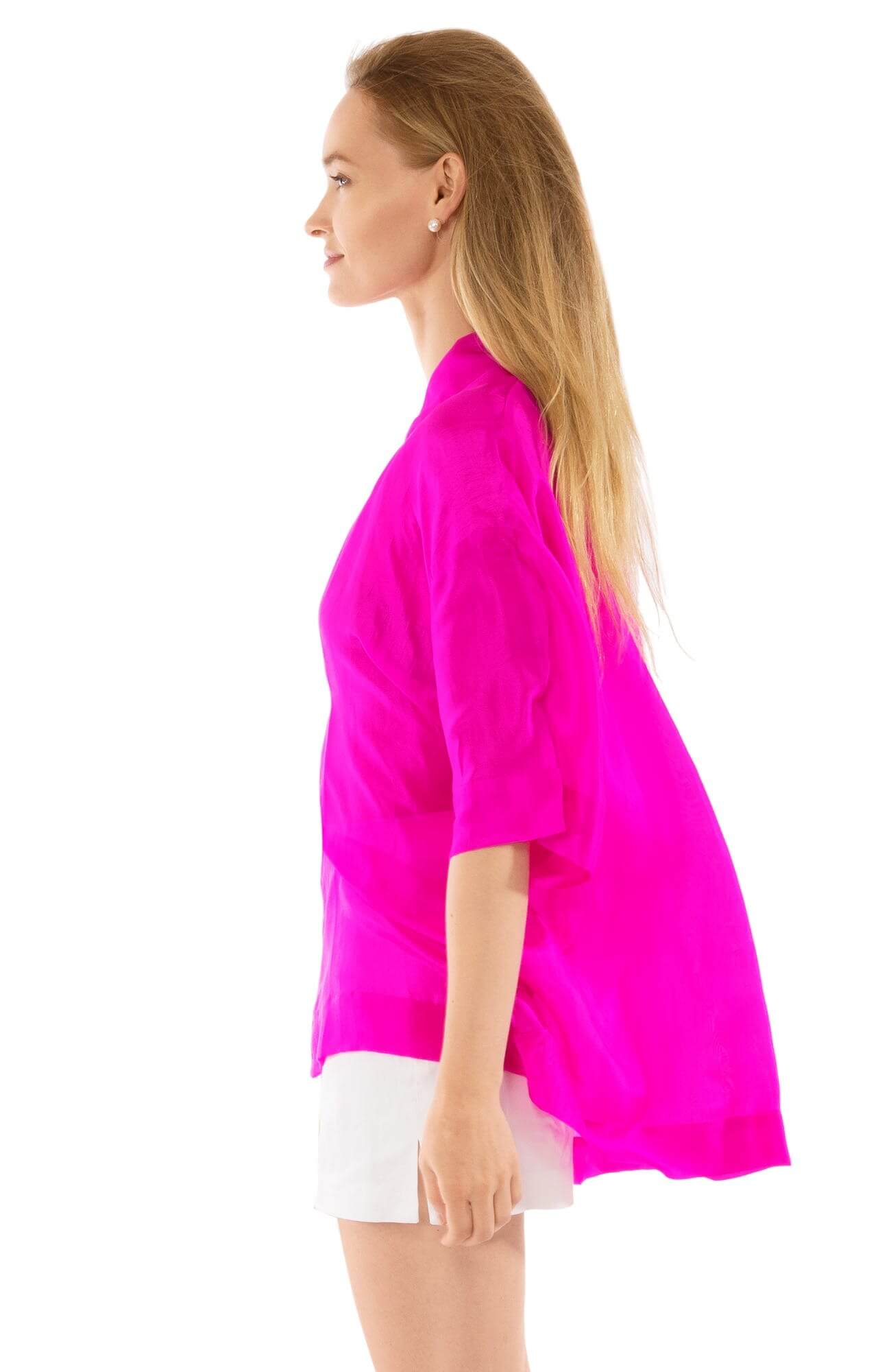 Silk Kimono Jacket - Final Sale Hot Pink