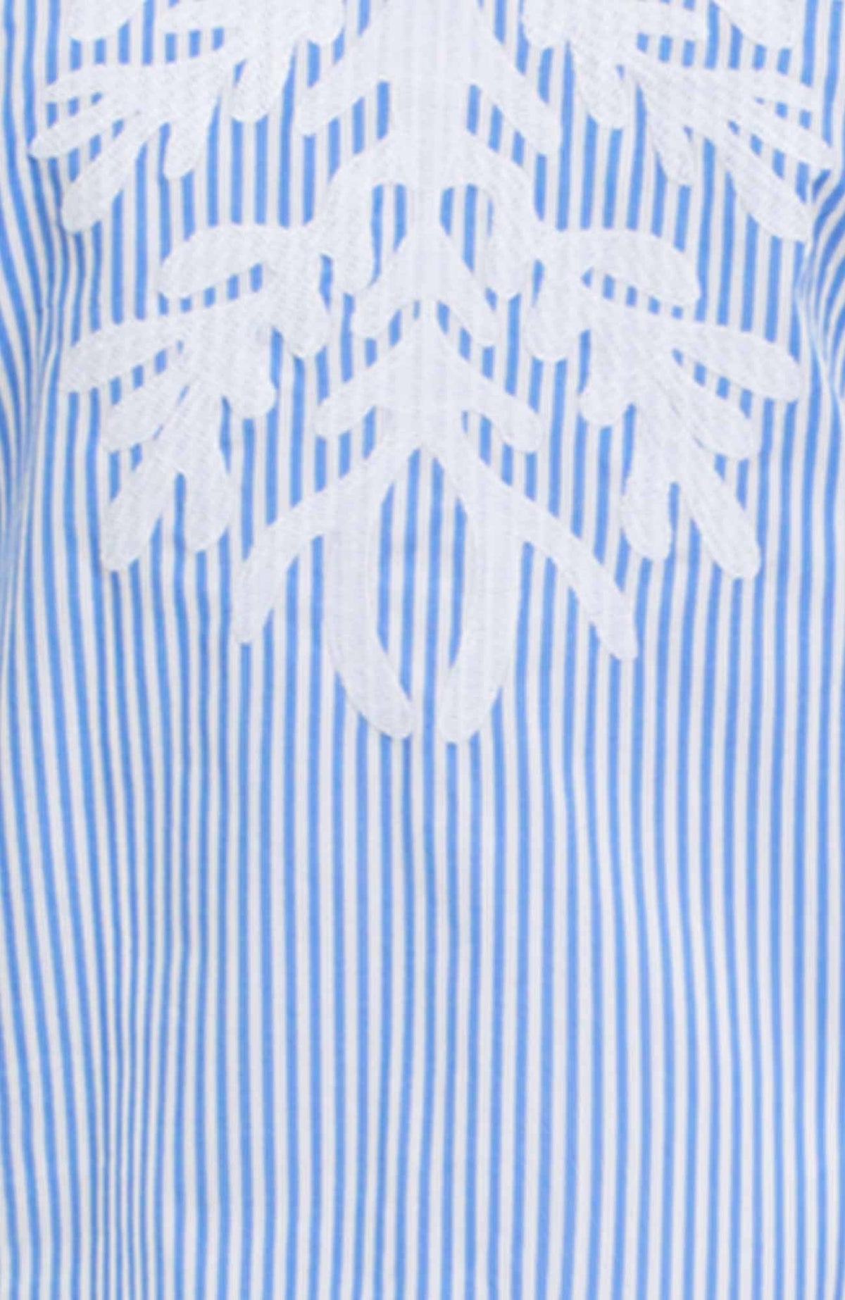 Embroidered Pinstripe Tunic - The Reef Blue White