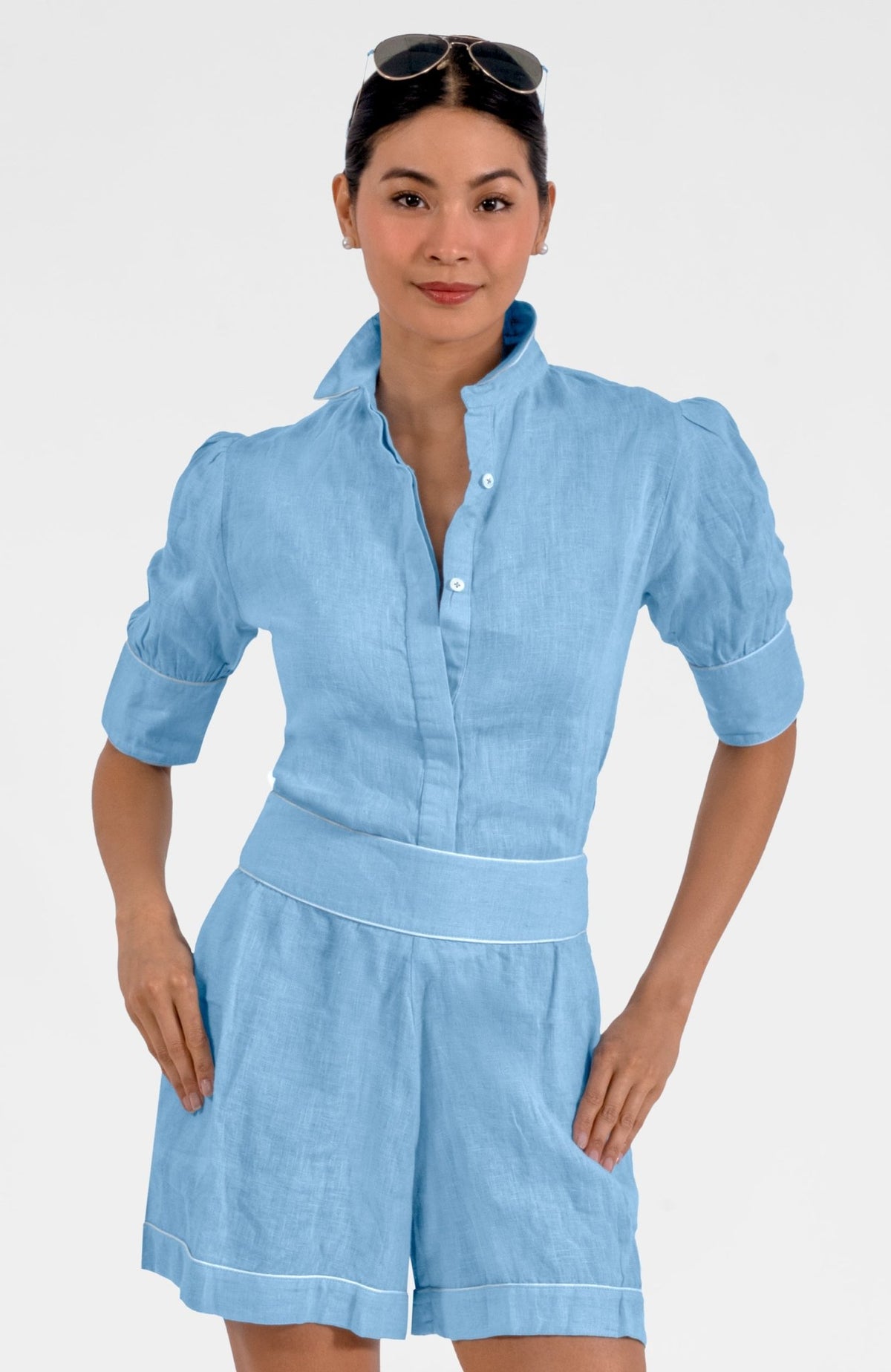 Pip Pip Piping Boyfriend Shirt - Linen