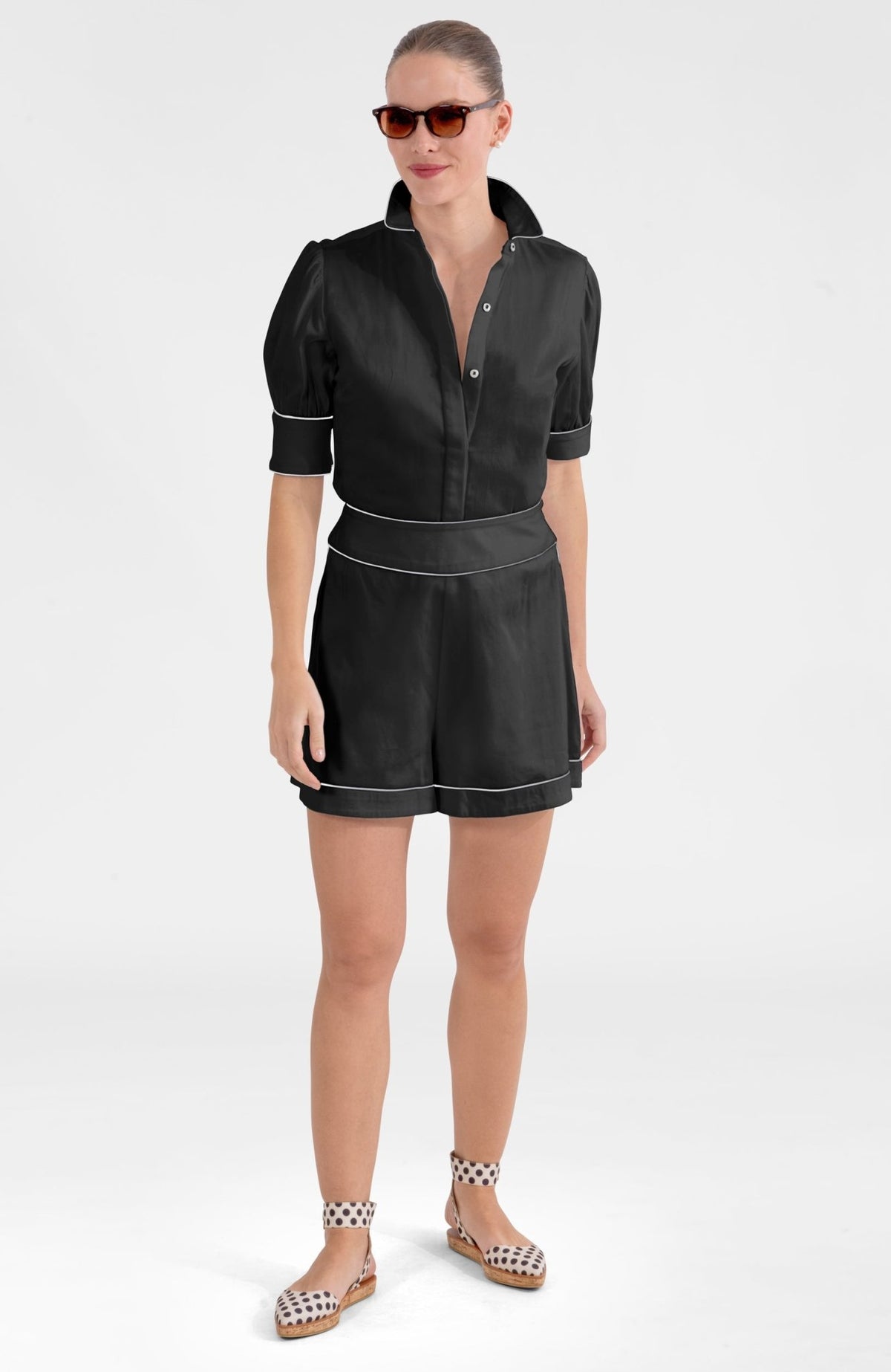 Pip Pip Piping Shorts - Solid Black